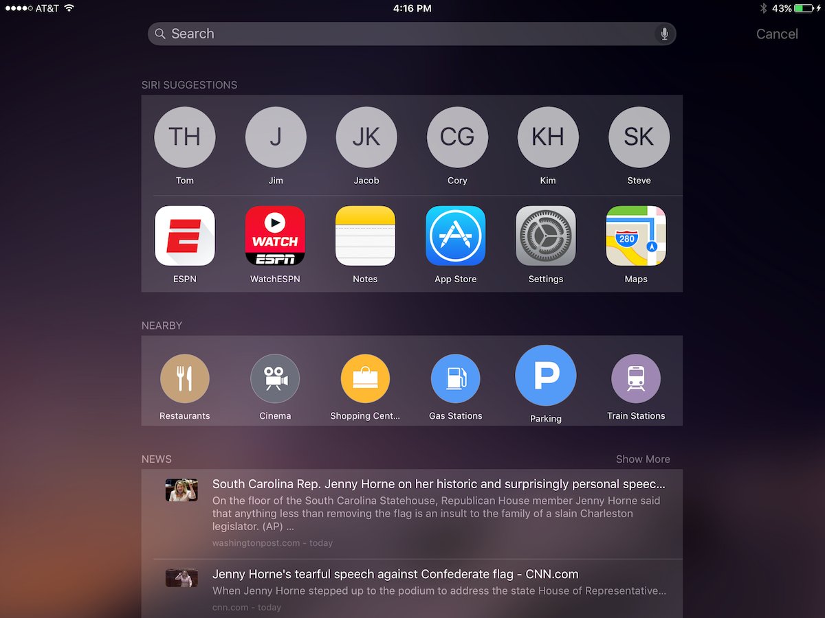ios9 suggestions
