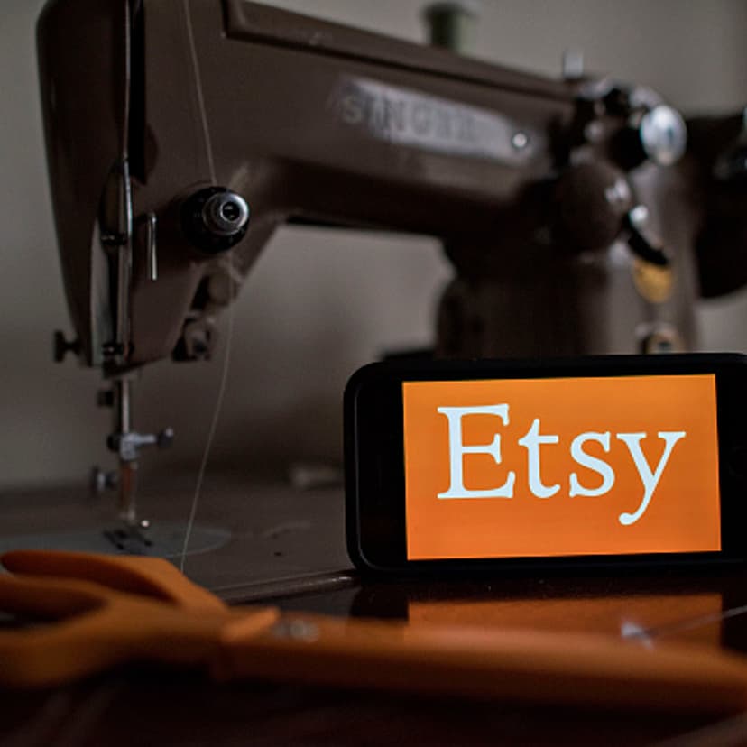 The logo of Etsy Inc., is displayed for a photograph in Tiskilwa, Illinois, U.S., on Tuesday, Jan. 20, 2015. Etsy Inc., where people sell handmade crafts and vintage goods, may be the biggest technology IPO to come out of New York since 1999. Etsy is wor