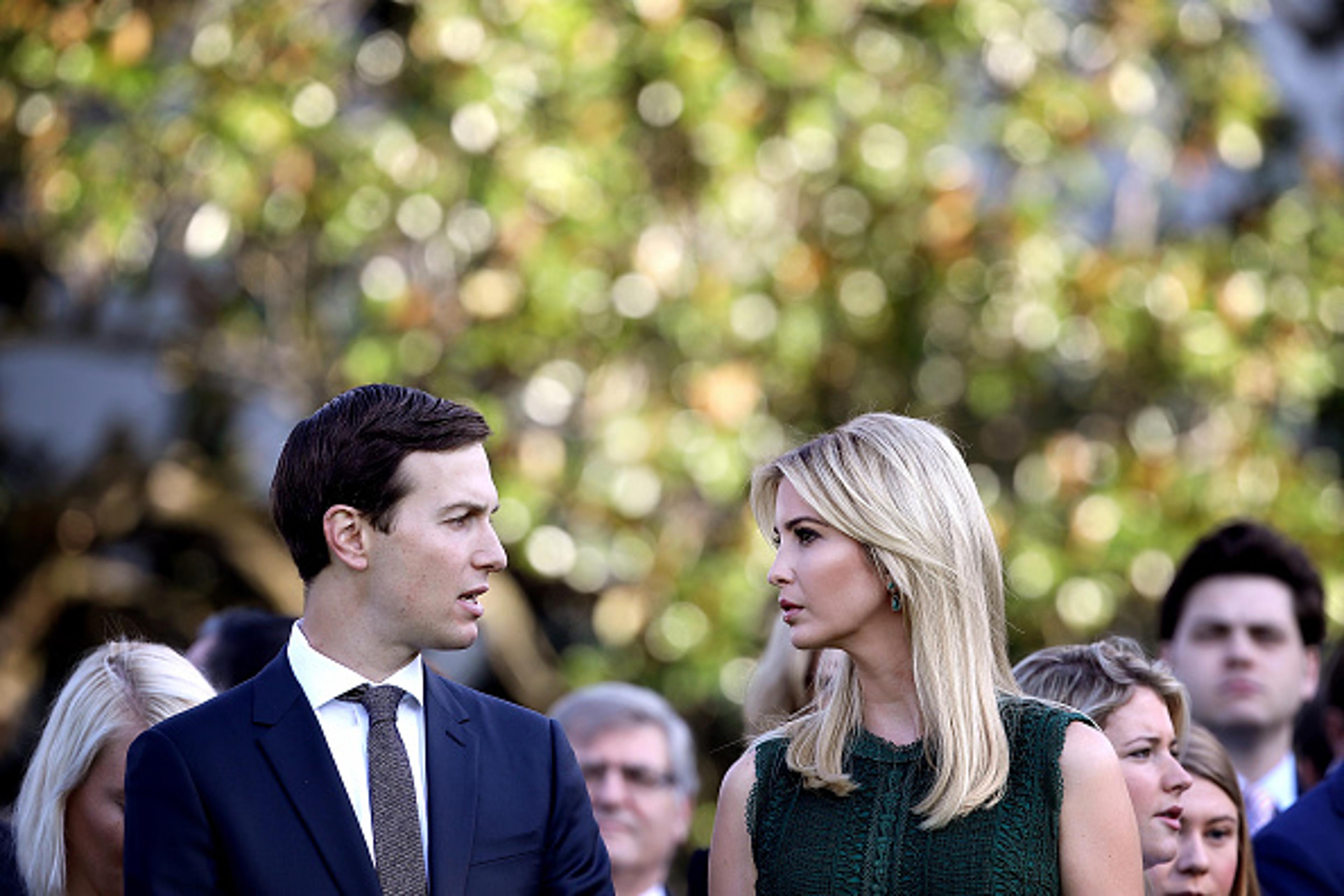 Ivanka Trump and Jared Kushner attend a ceremony on the South Lawn of the White House marking the September 11 attacks September 11, 2017 in Washington, DC.