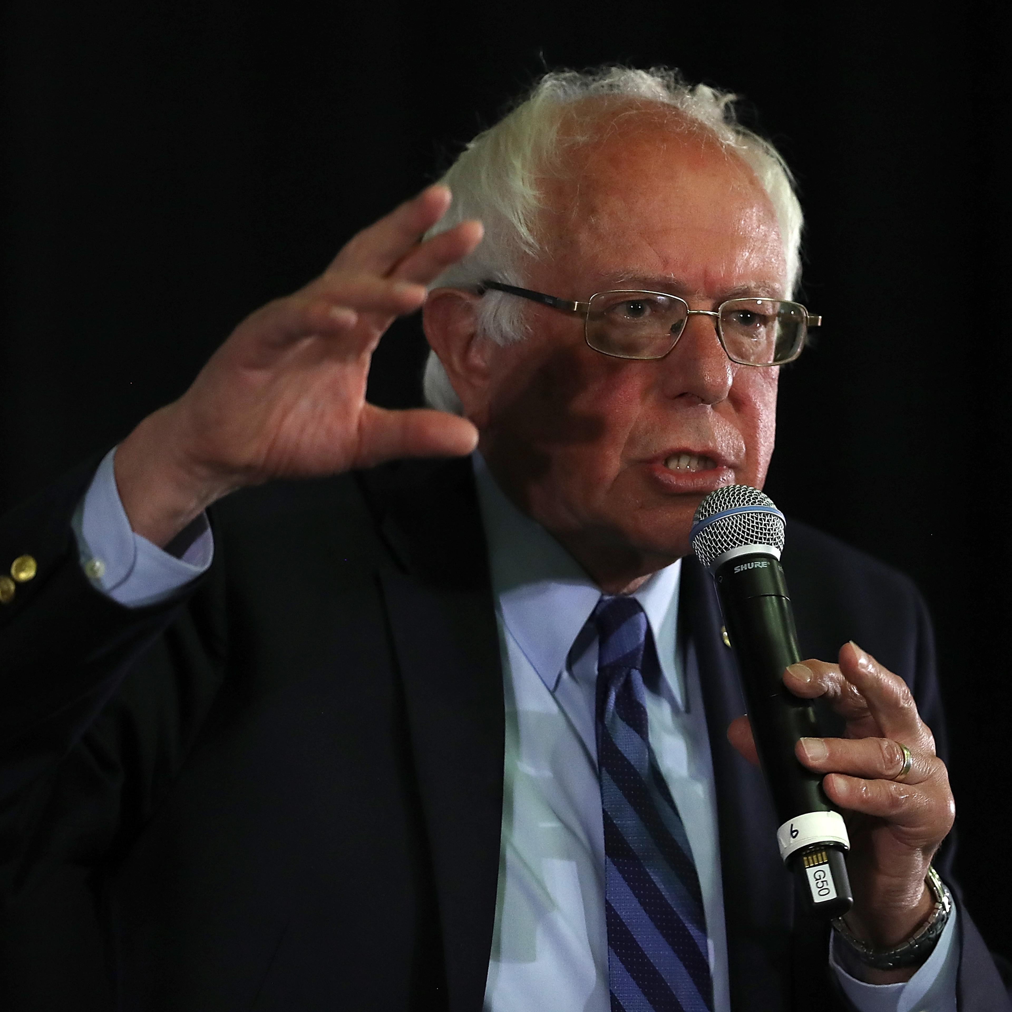 Democratic presidential candidate, U.S. Sen. Bernie Sanders (D-VT) speaks during a panel with Asian-Americans and Pacific Islanders at Cubberley Community Center in Palo Alto, Calif., on June 1, 2016.