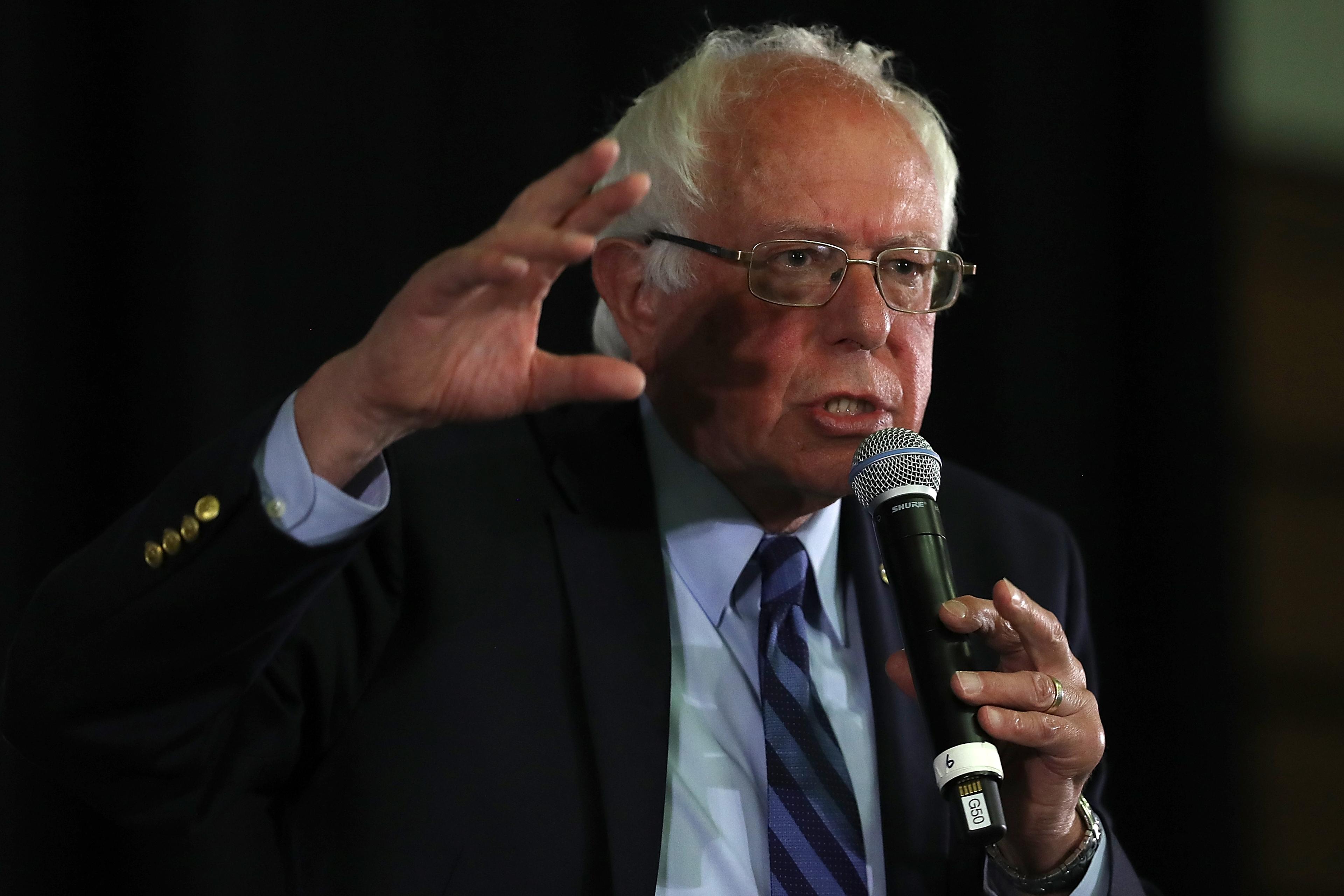 Democratic presidential candidate, U.S. Sen. Bernie Sanders (D-VT) speaks during a panel with Asian-Americans and Pacific Islanders at Cubberley Community Center in Palo Alto, Calif., on June 1, 2016.