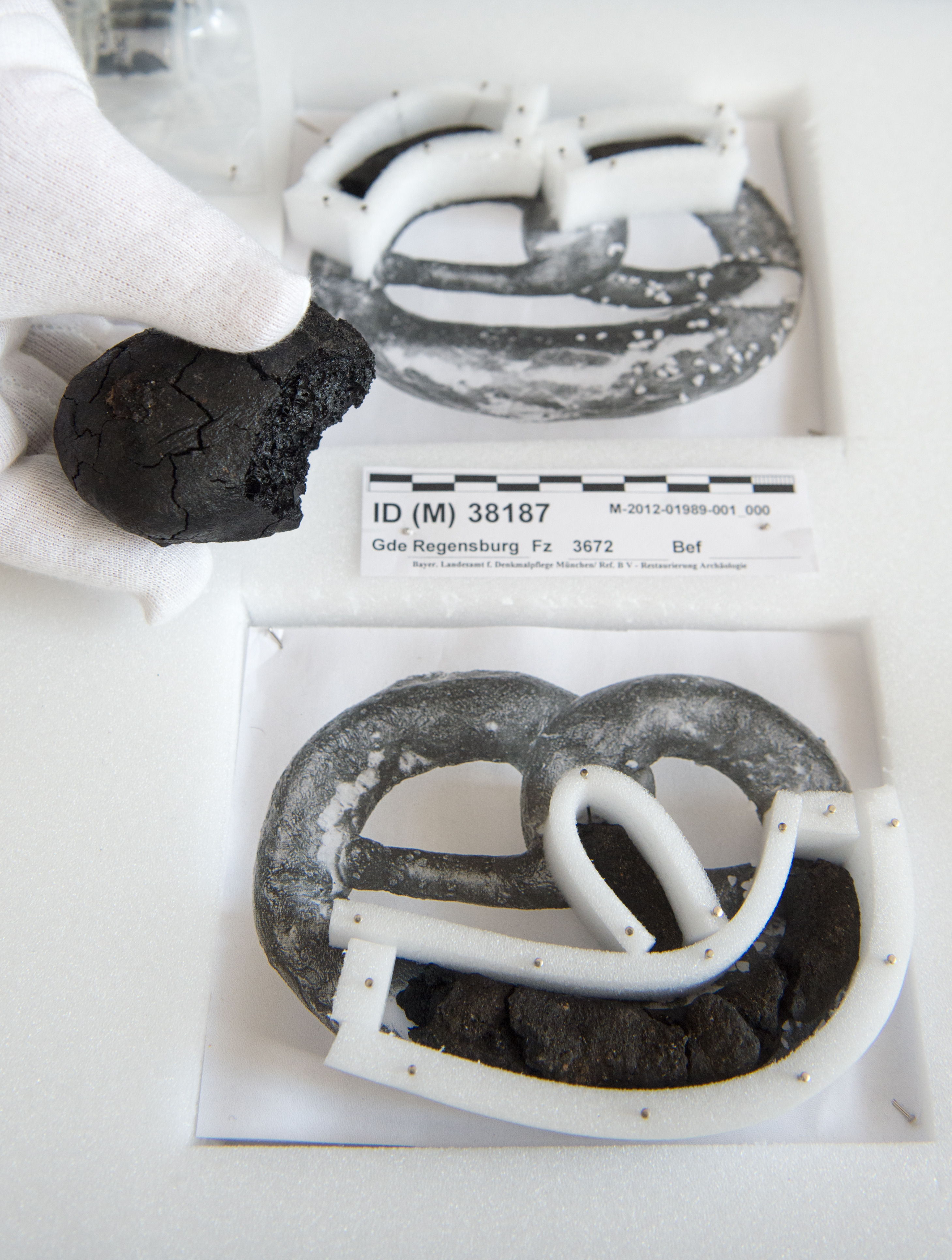 The remains of 250-year old pretzels at the History Museum in Regensburg on March 9, 2015.