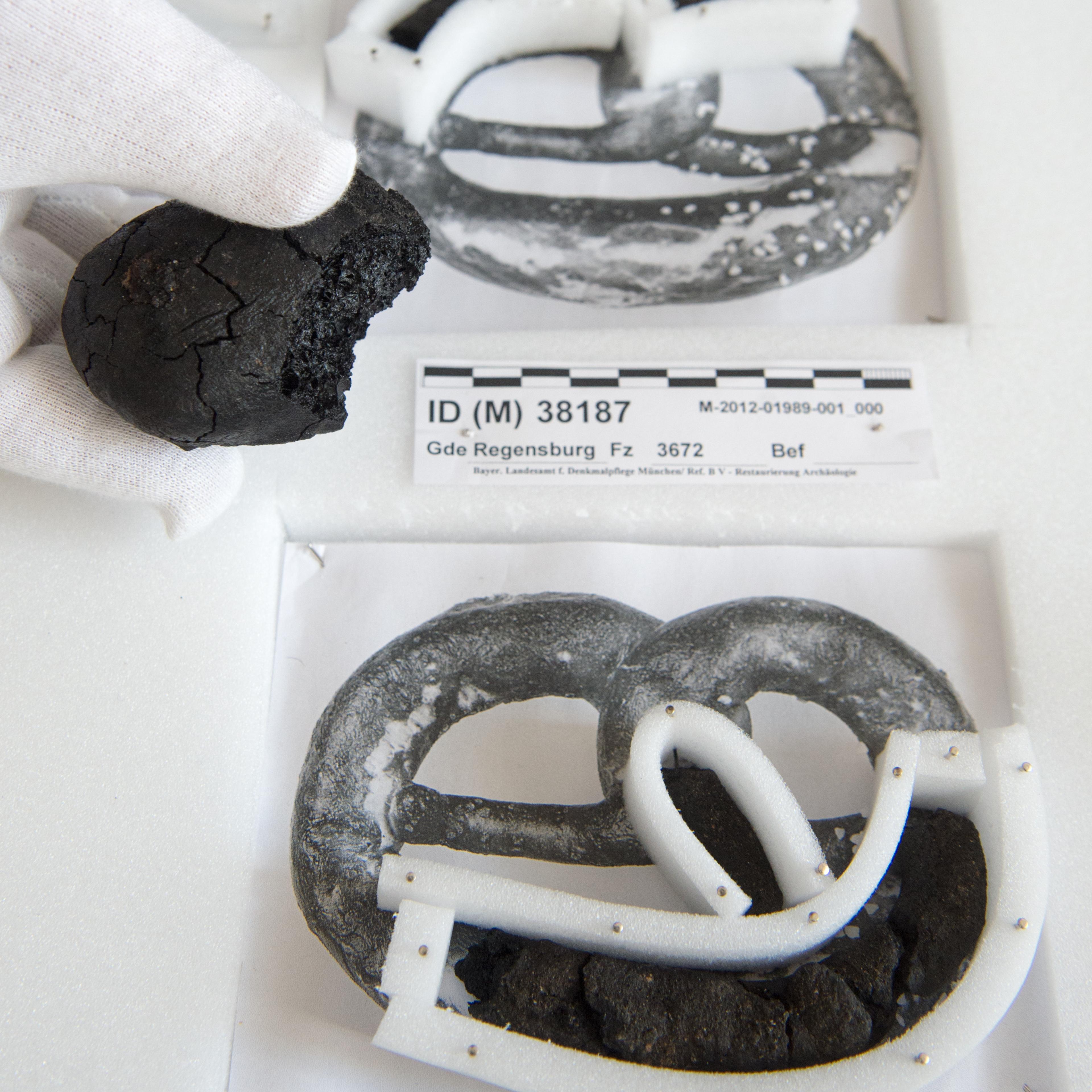 The remains of 250-year old pretzels at the History Museum in Regensburg on March 9, 2015.