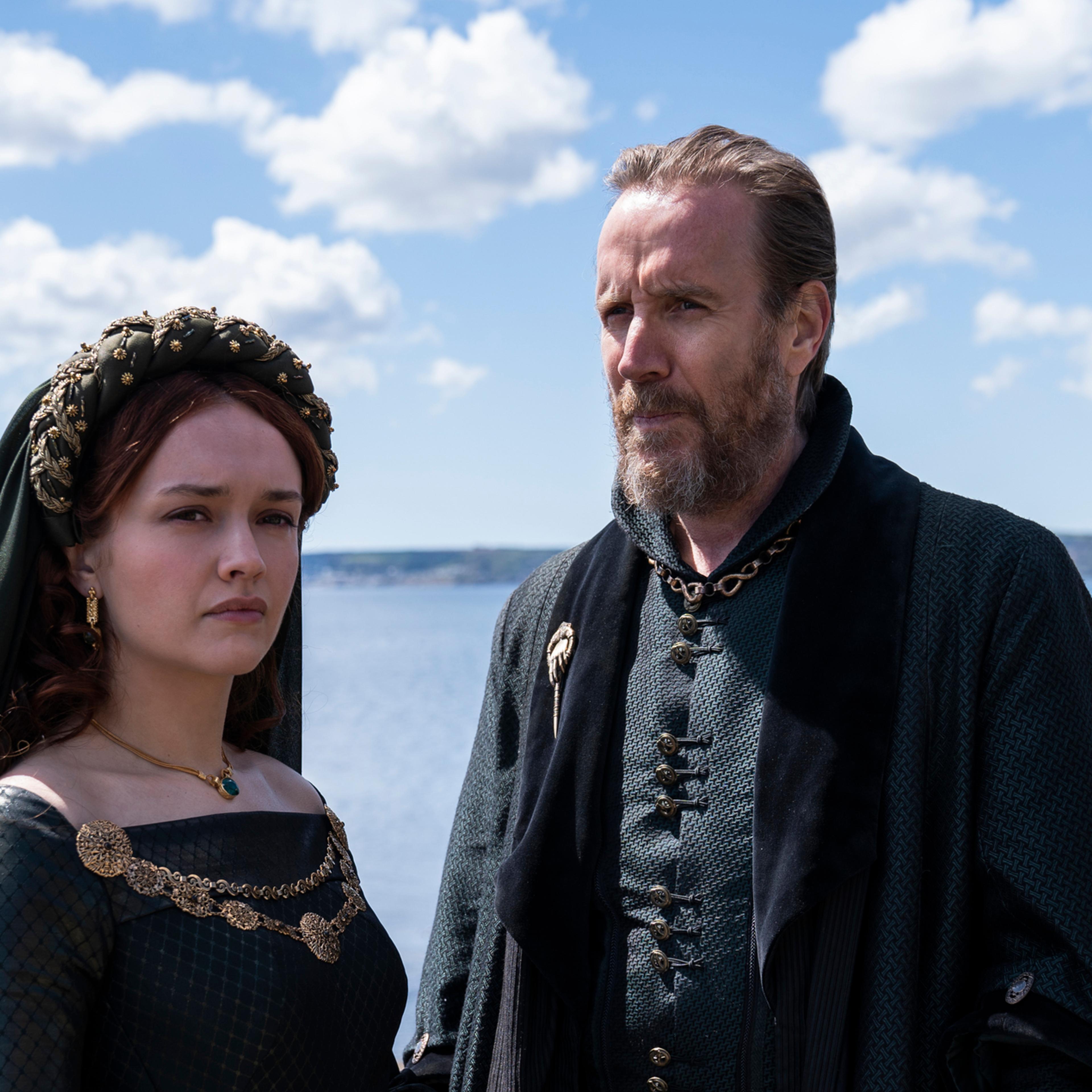 Olivia Cooke and Rhys Ifans in the <i>Game of Thrones</i> prequel <i>House of Dragon</i>