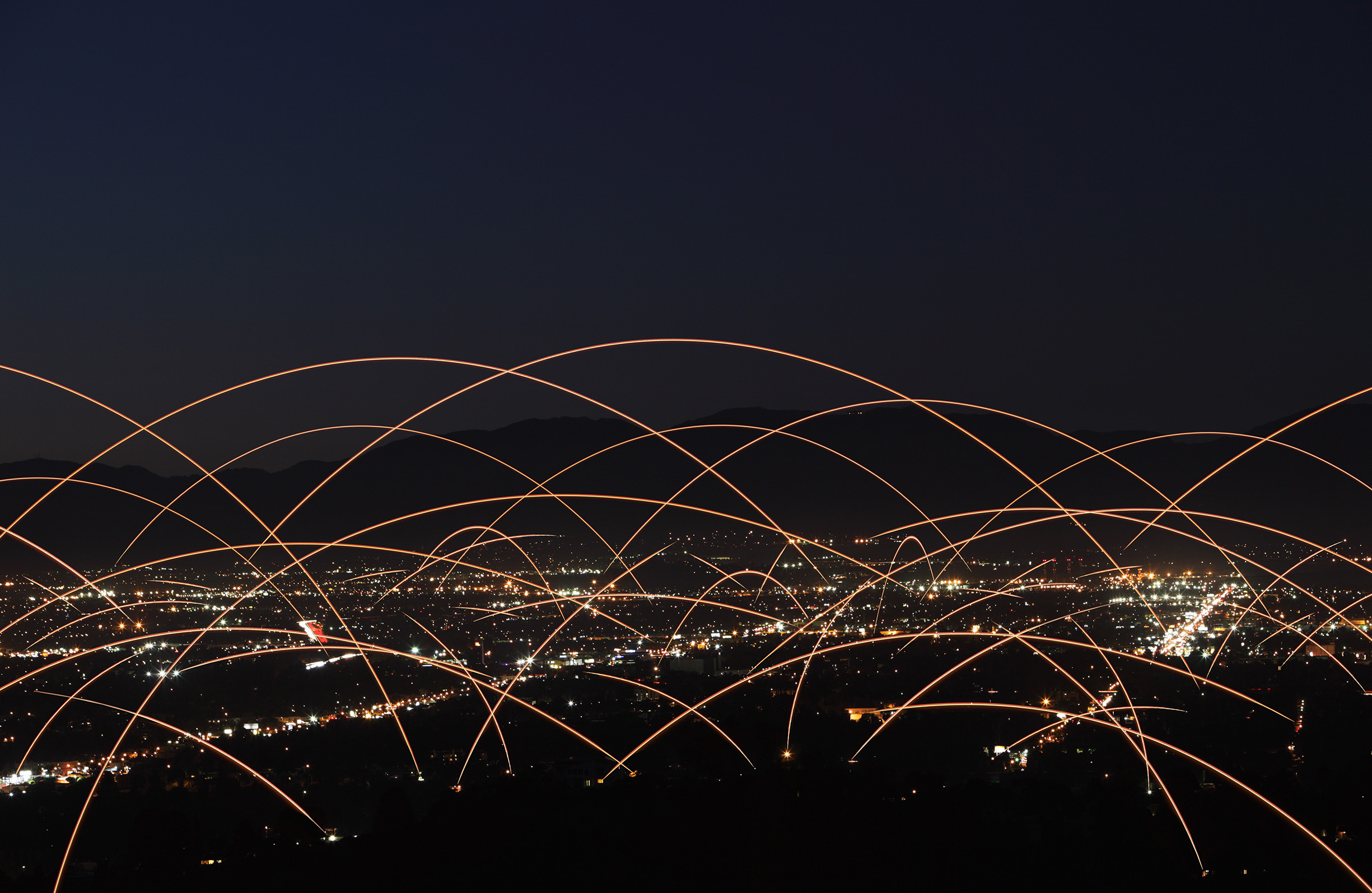 Light Trails Over City