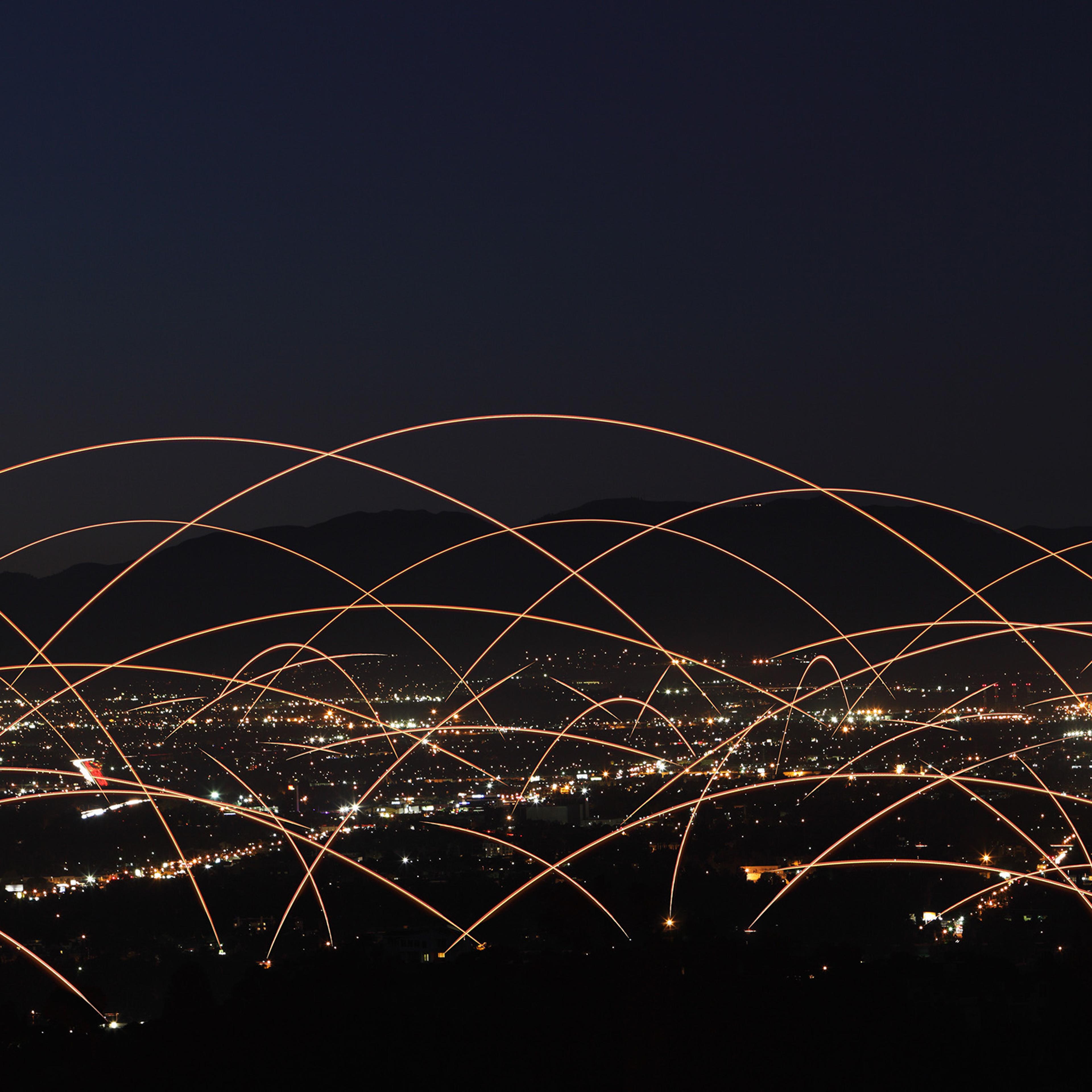 Light Trails Over City
