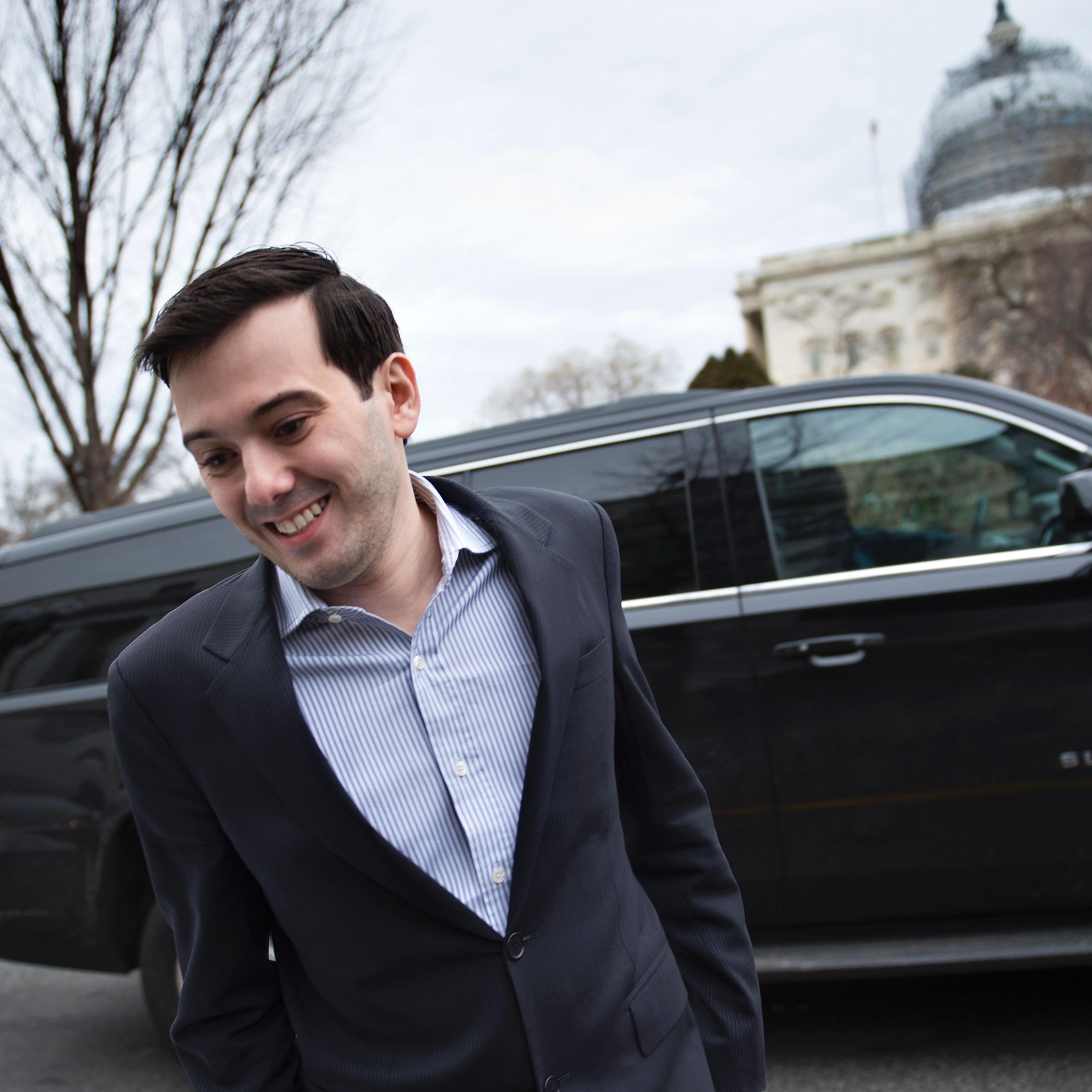 Entrepreneur and pharmaceutical executive Martin Shkreli waits for a car to pick him up after invoking his Fifth Amendment rights during a hearing of the House Oversight and Government Reform Committee on Capitol Hill Feb. 4, 2016 in Washington.