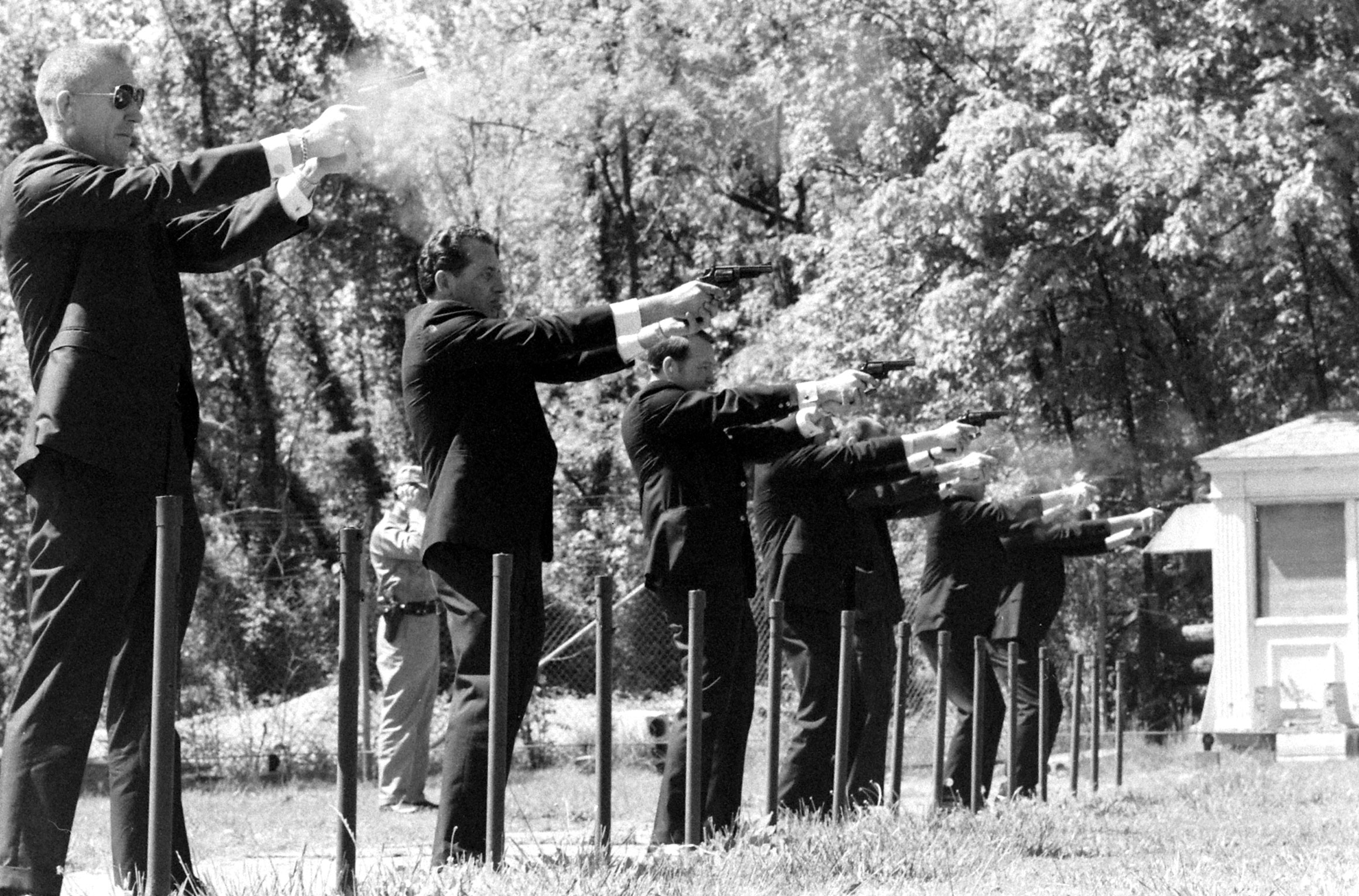 The White House detail taking their monthly qualification tests, May 1968.