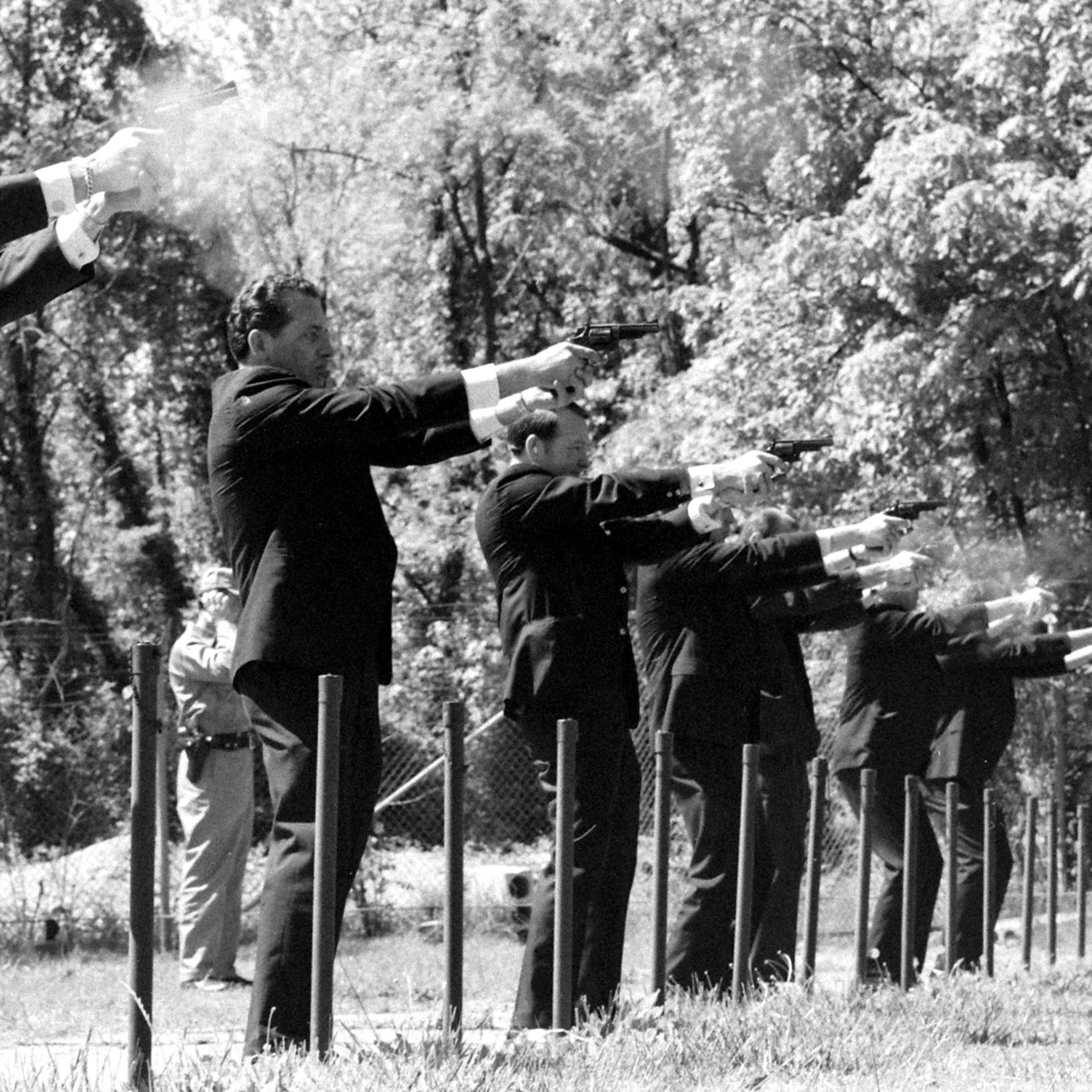 The White House detail taking their monthly qualification tests, May 1968.