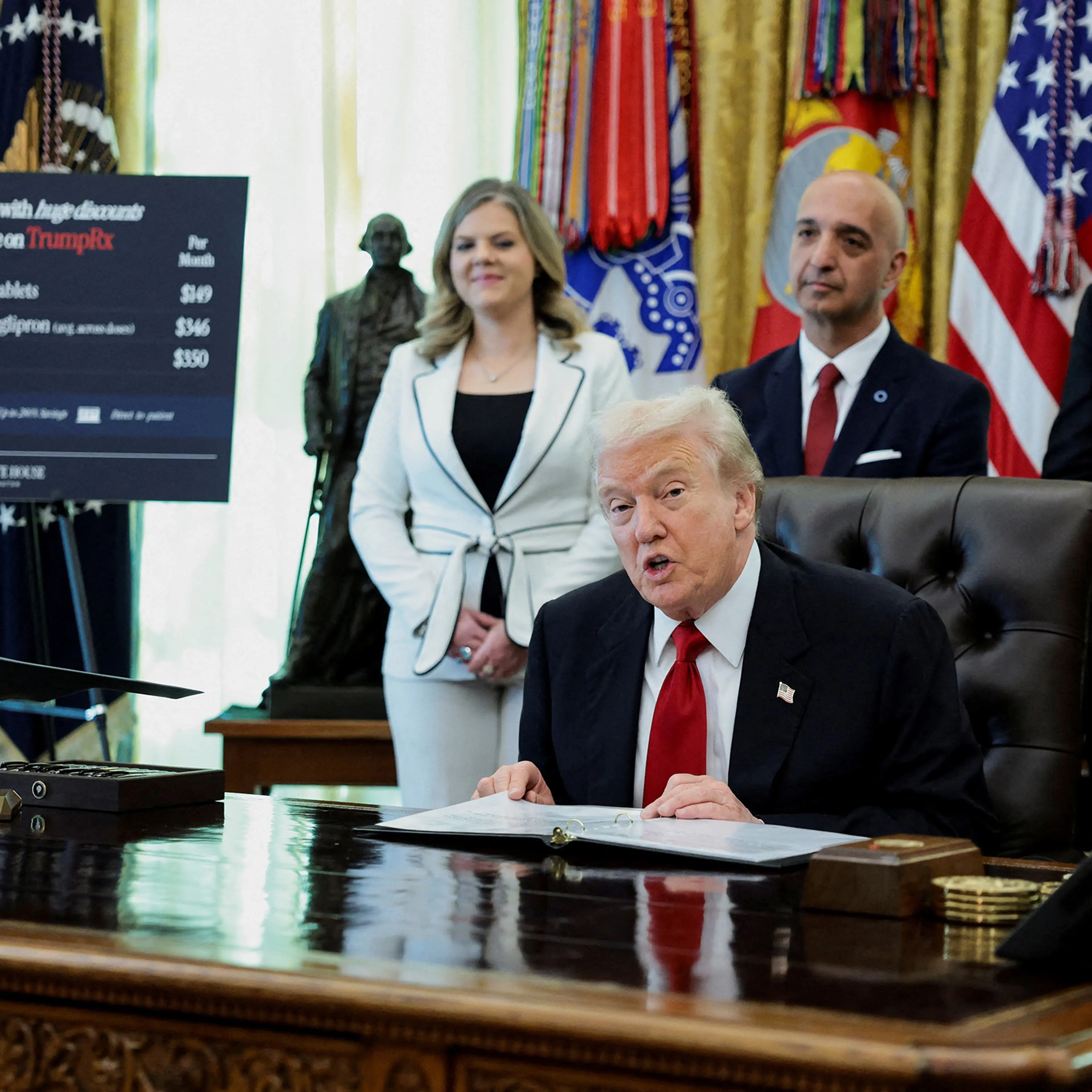 U.S. President Trump makes an announcement from the Oval Office, at the White House in Washington D.C.