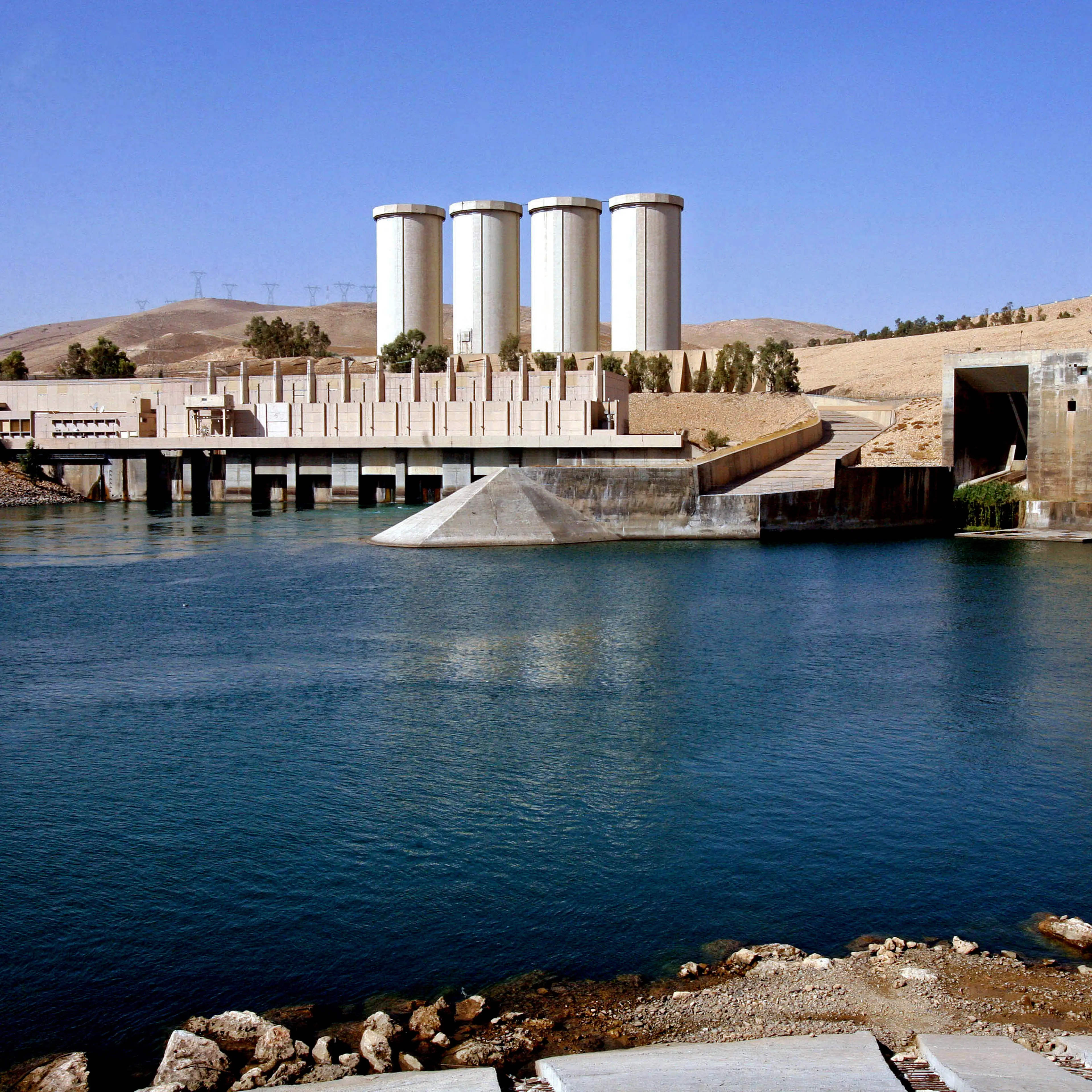 The dam in Mosul, 360 kilometers (225 miles) northwest of Baghdad, Iraq.