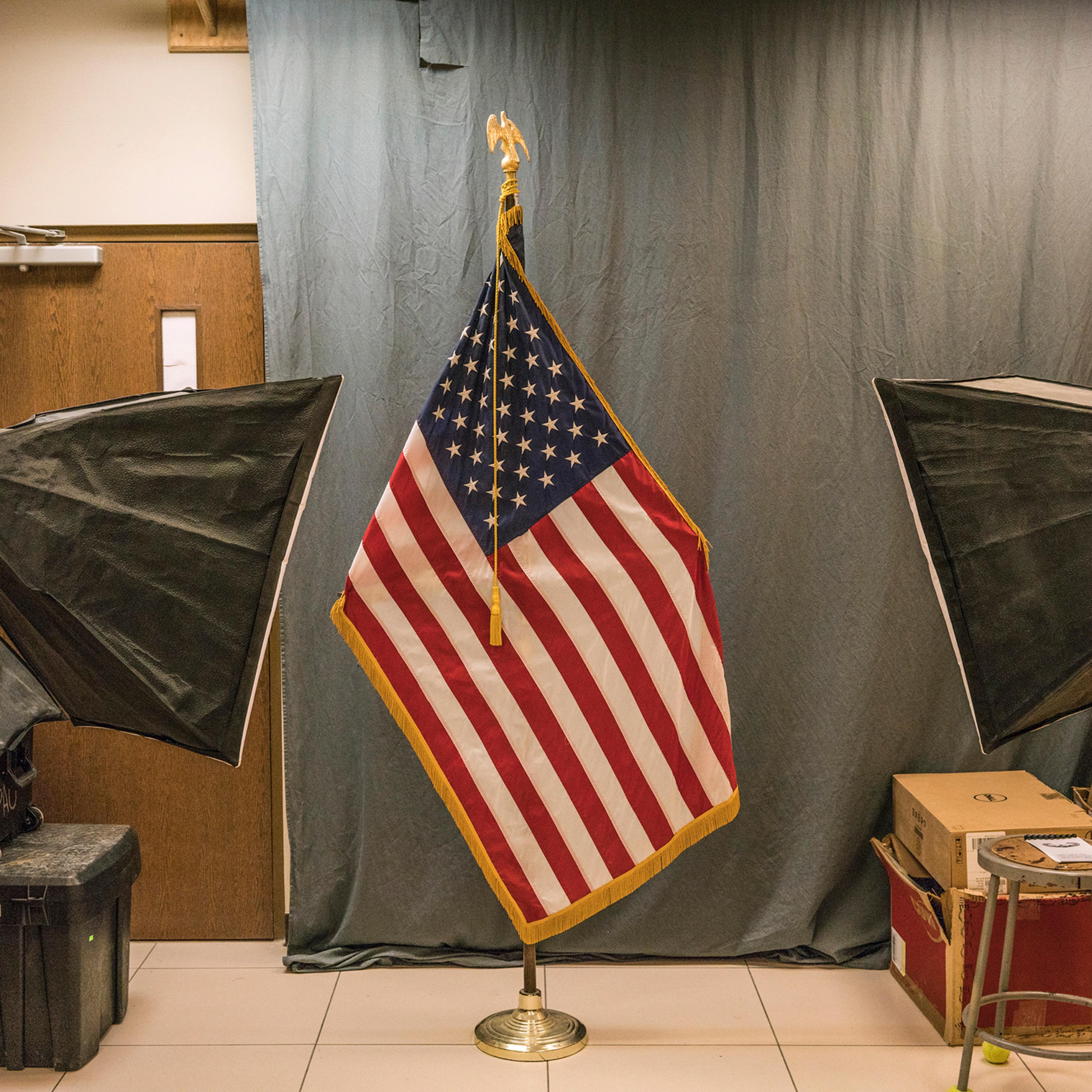 A staging area where an American officer recorded a goodbye video message for a commander, due to finish his mission, at Bagram Airfield in Afghanistan in August 2018.