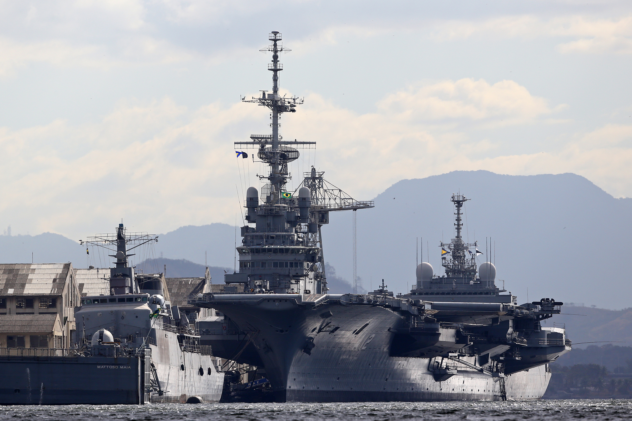 Brazilian aircraft carrier Sao Paulo (A12) seen in Rio de Janeiro on Aug. 11, 2016.  