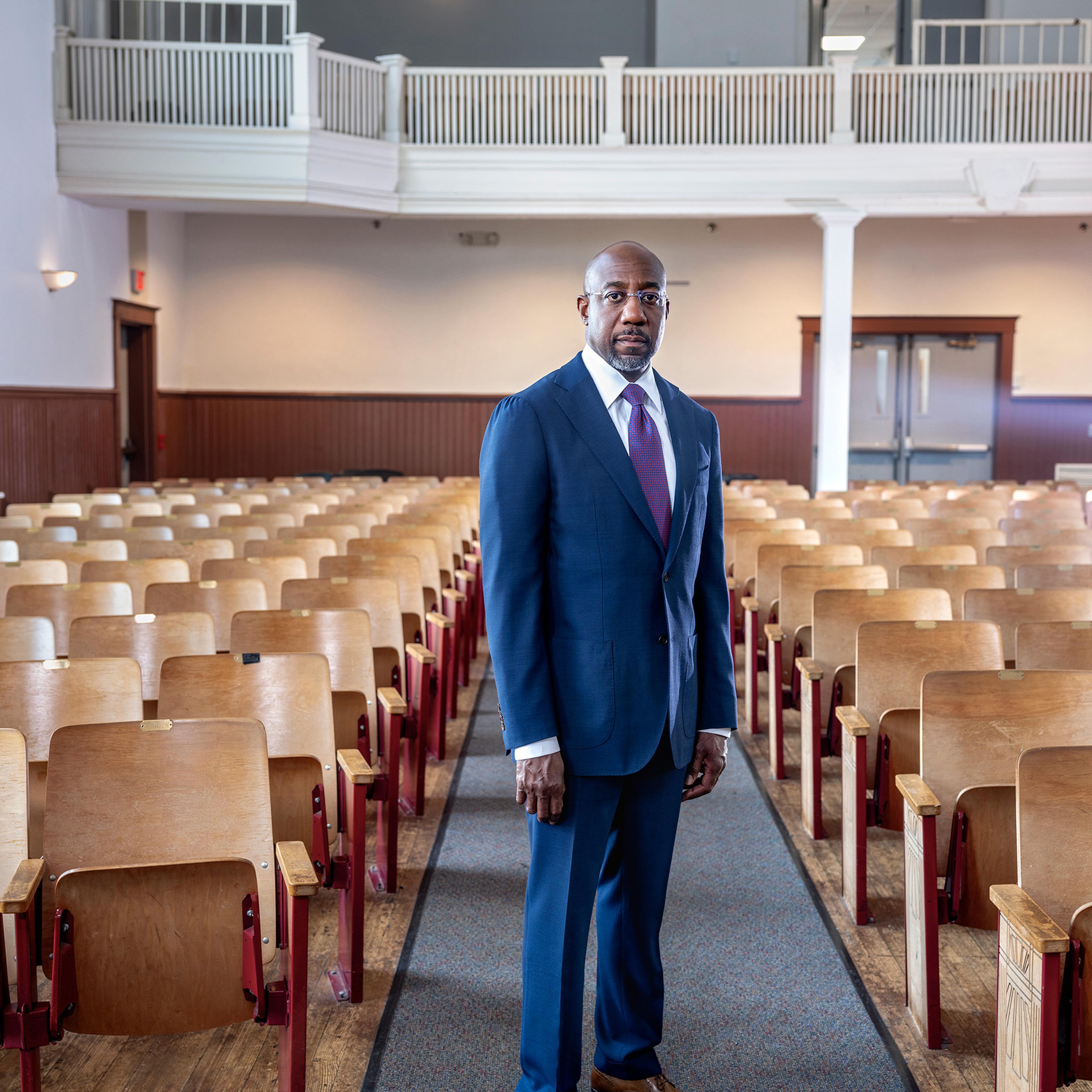 Senator Raphael Warnock at Morehouse College’s Sale Hall Chapel, on May 6
