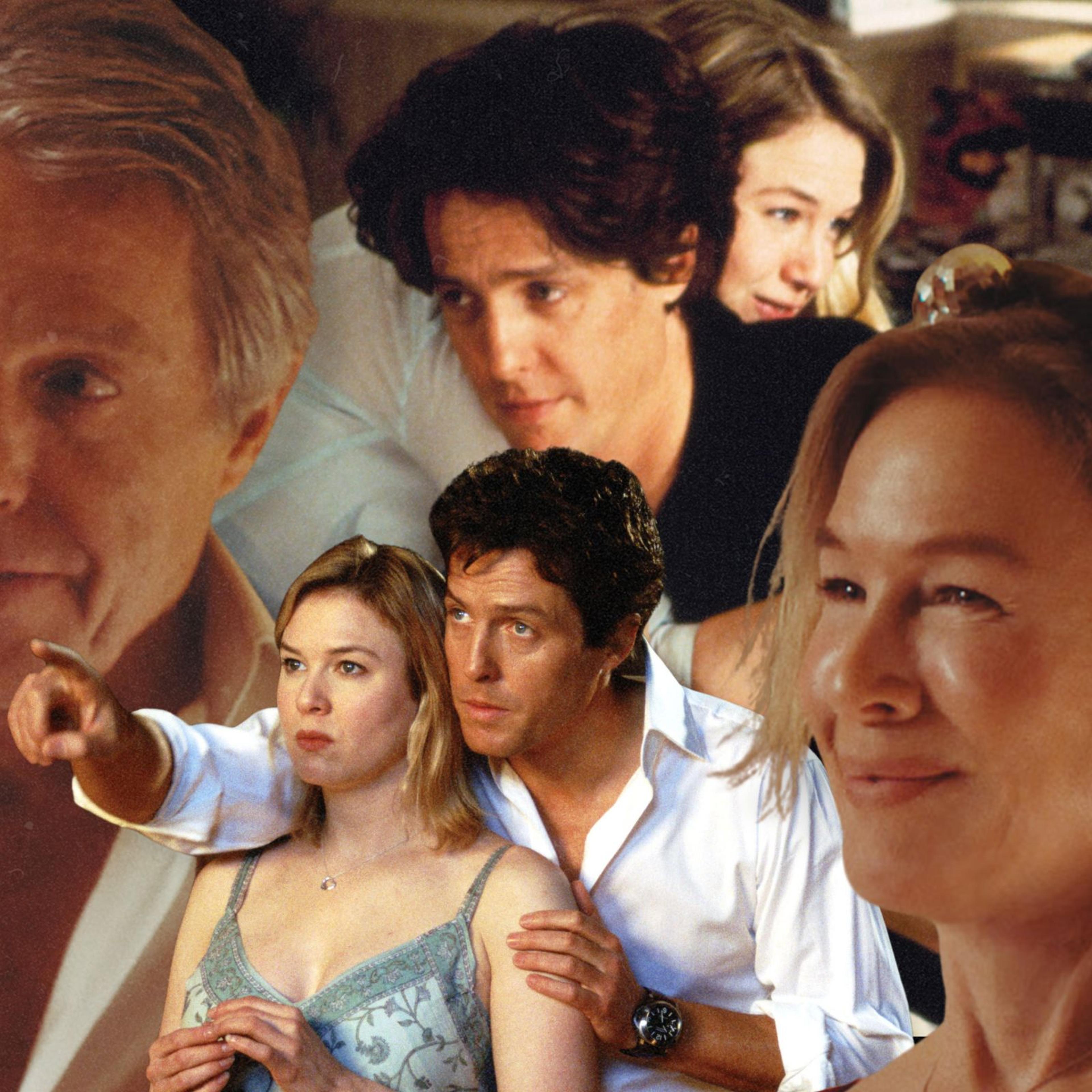 Renée Zellweger as Bridget Jones and Hugh Grant as Daniel Cleaver.