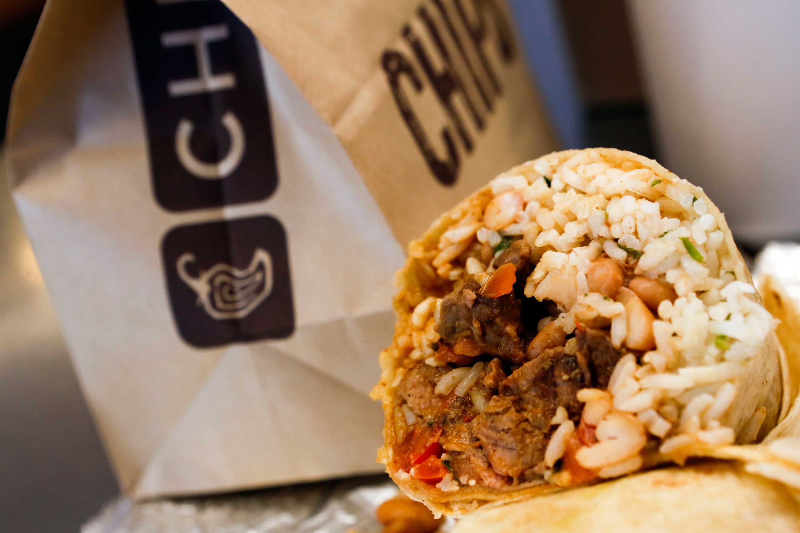 A steak burrito at Chipotle Mexican Grill in Hollywood, Calif.