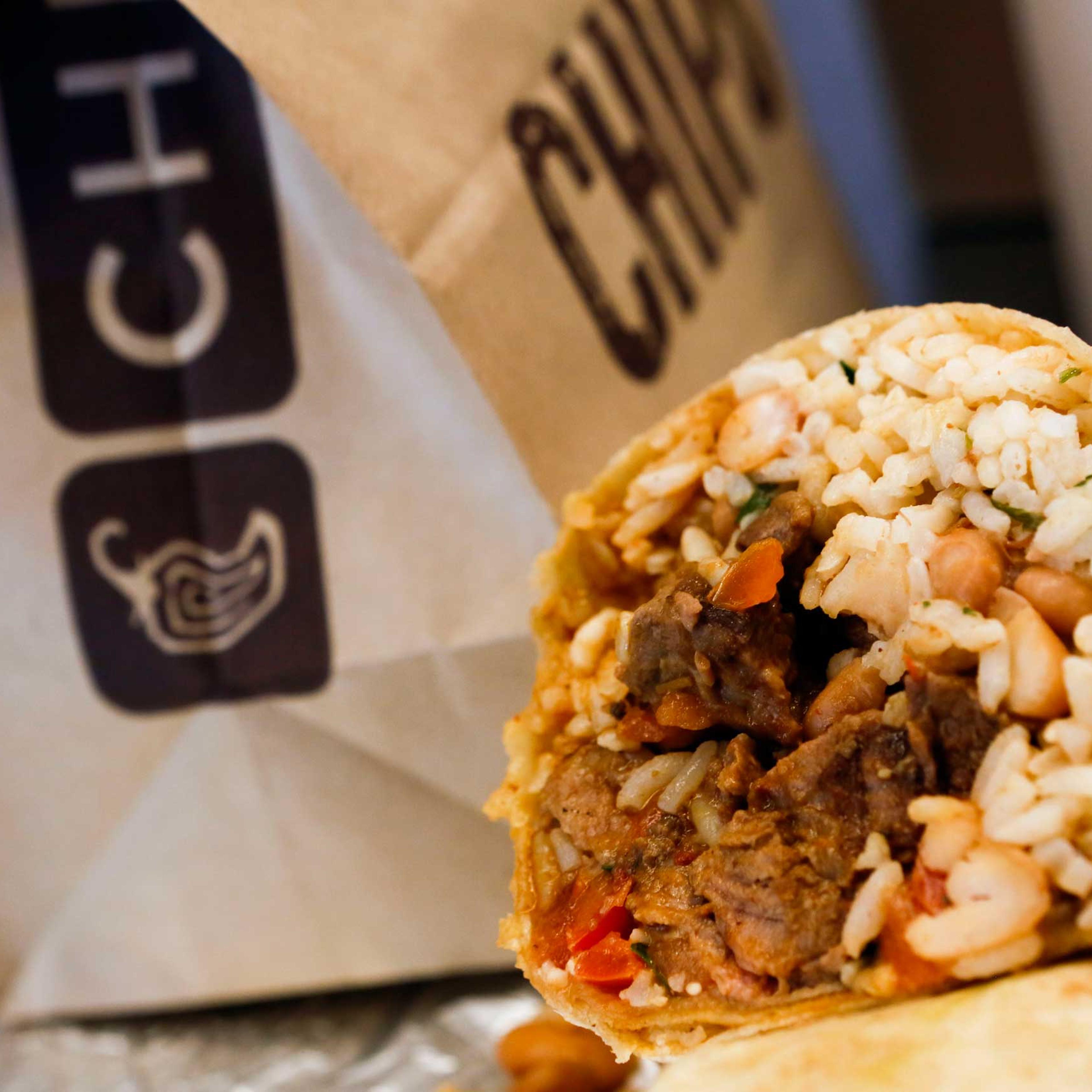 A steak burrito at Chipotle Mexican Grill in Hollywood, Calif.