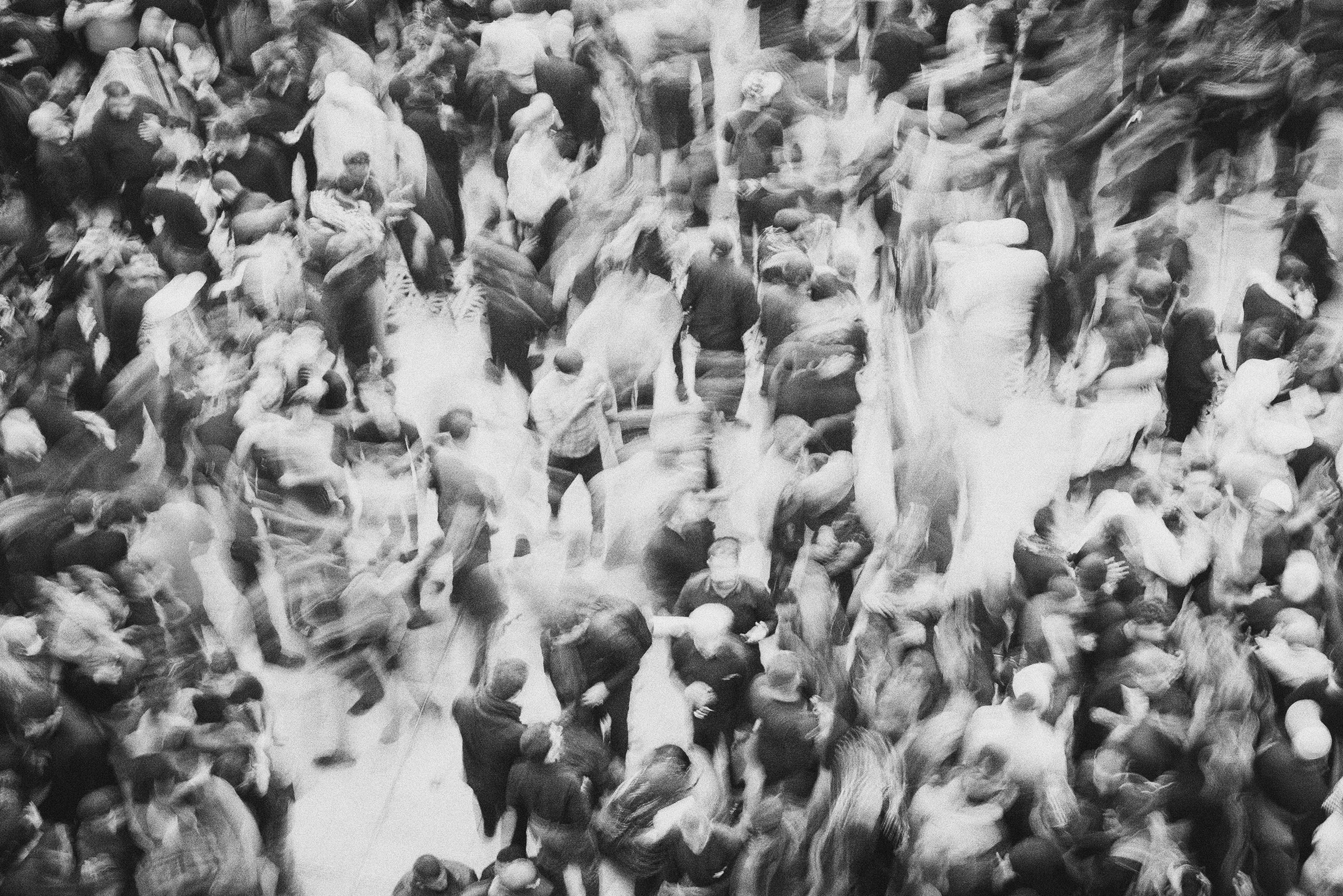 Crowded people motion on street