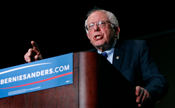 Democratic presidential candidate Sen. Bernie Sanders (D-VT) speaks to a crowd gathered at the Phoenix Convention Center during a campaign rally on March 15, 2016 in Phoenix, Arizona.