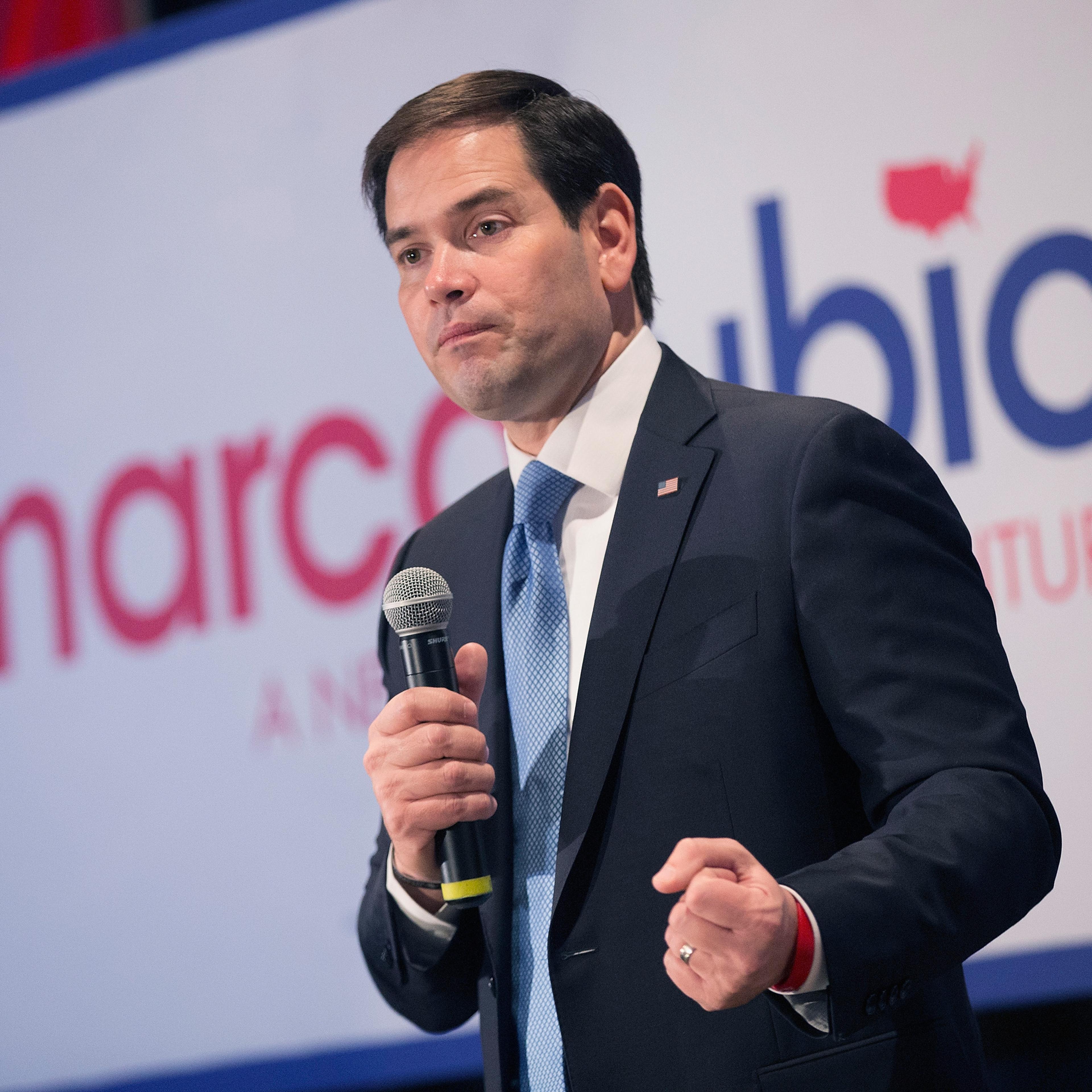 Republican presidential candidate Sen. Marco Rubio (R-FL) speaks to guests during a rally on January 6, 2016 in Marshalltown, Iowa. During the event Rubio slammed North Korea after it was reported the country carried out a hydrogen bomb test on Tuesday.