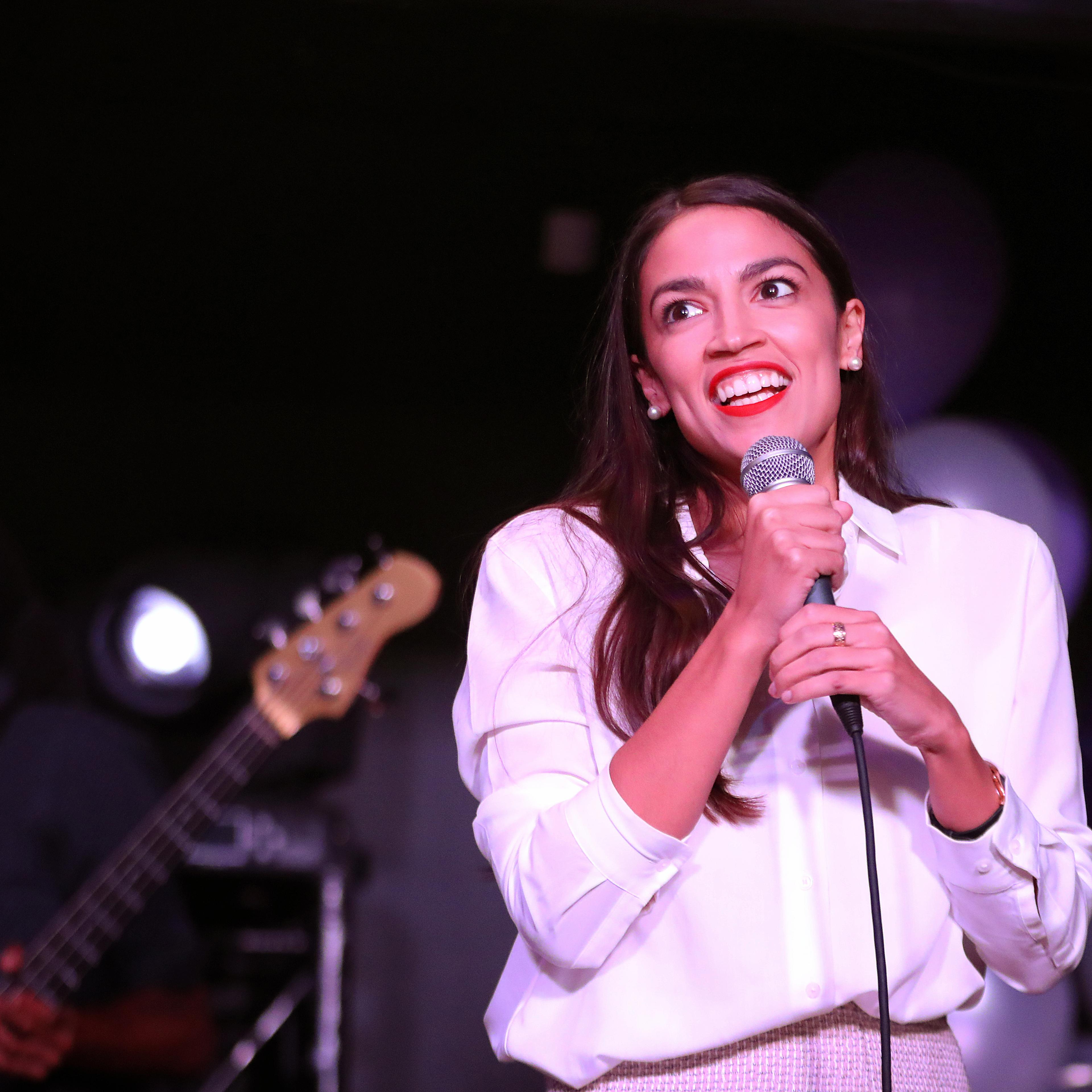 Democratic Congressional Candidate In New York Alexandria Ocasio-Cortez Attends Election Night Party