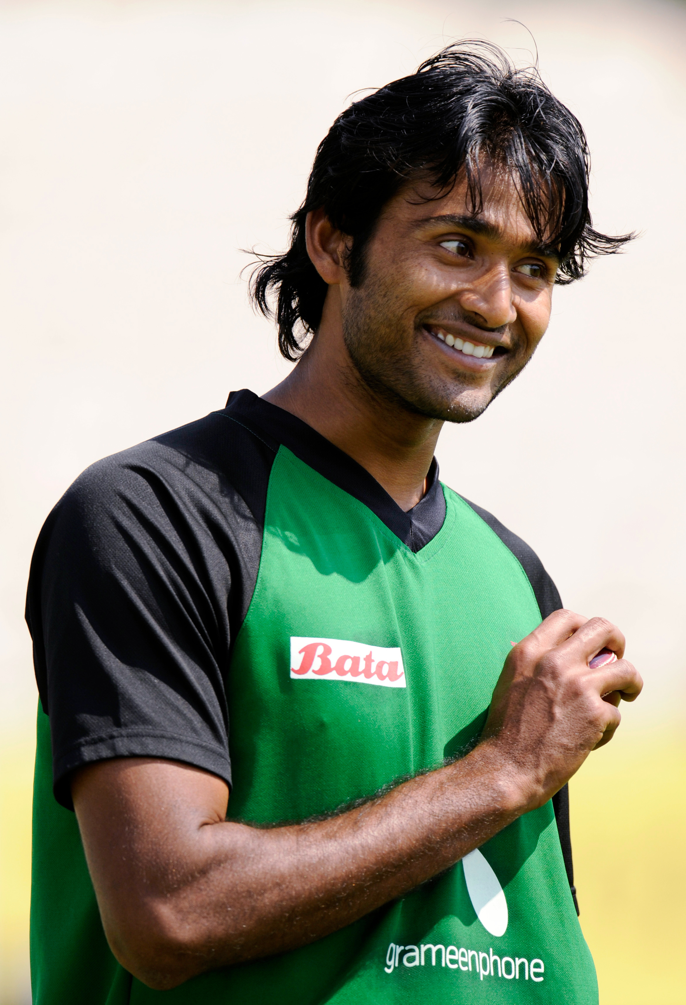 Bangladesh's Hossain looks on during a training session before the second cricket test match against England in Manchester