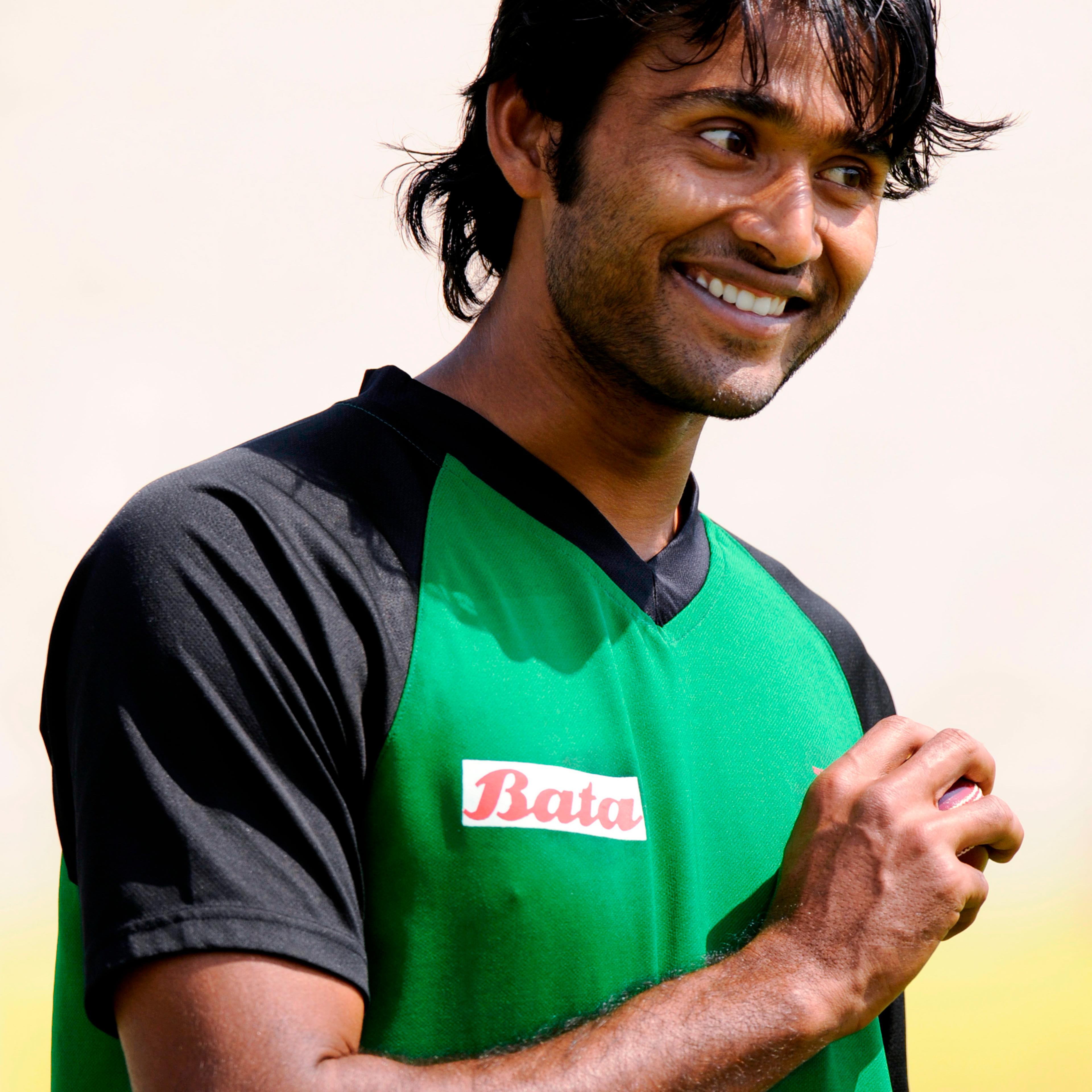Bangladesh's Hossain looks on during a training session before the second cricket test match against England in Manchester