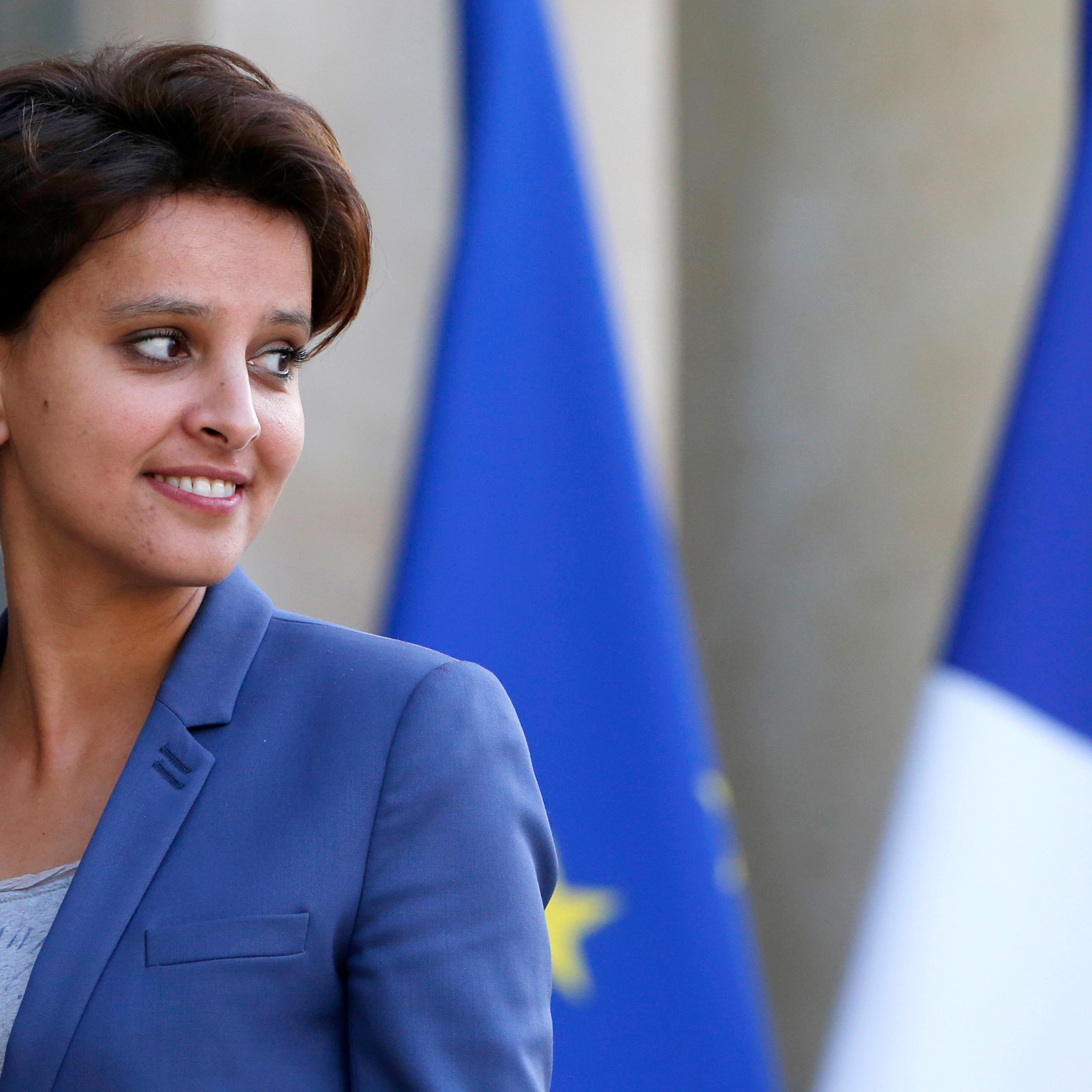 France's Women, Youth and Sports Minister Najat Vallaud-Belkacem arrives to attend a dinner at the Elysee Palace in Paris May 5, 2014.