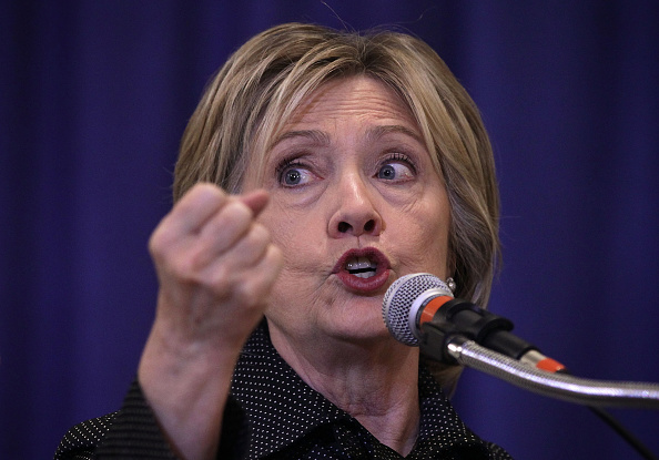 Democratic presidential candidate Hillary Clinton speaks during the Central Iowa Democrats fall barbecue November 15, 2015 at Hansen Agriculture Student Learning Center of Iowa State University in Ames, Iowa.