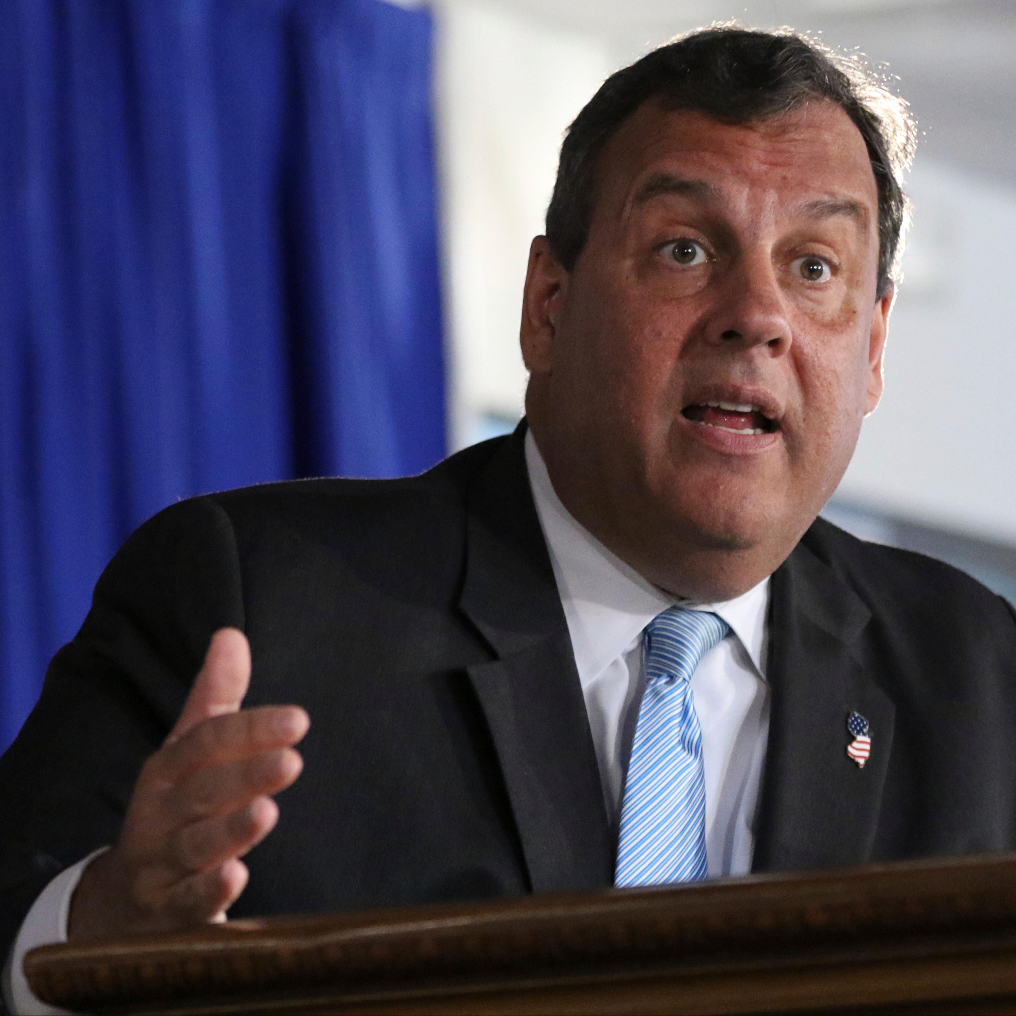 Gov. Chris Christie speaks during a press conference, July 2, 2017, on day two of the state government shut down, in Trenton, N.J.