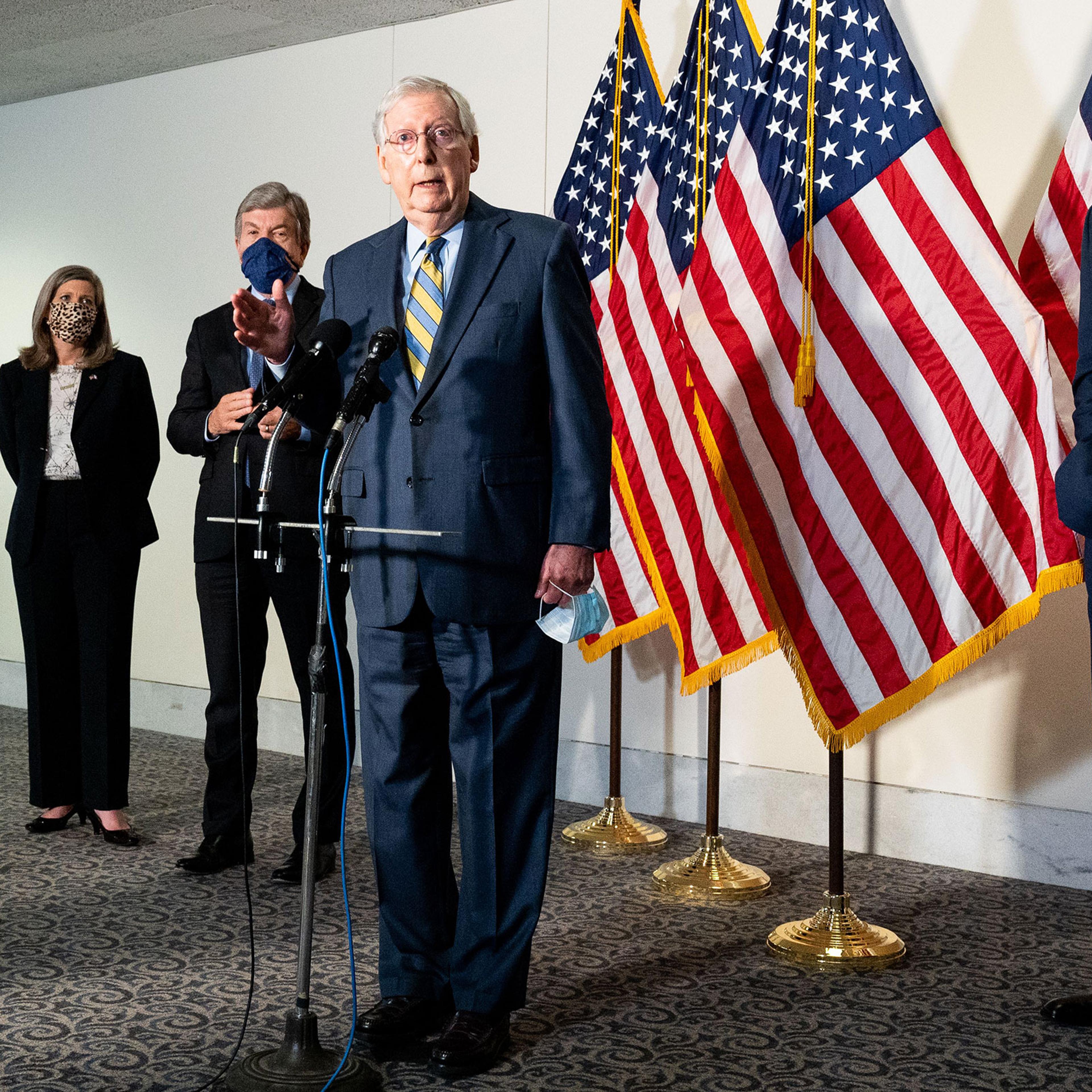 Mitch McConnell at Senate Republican Caucus Leadership Press Conference in Washington, US - 22 Sep 2020