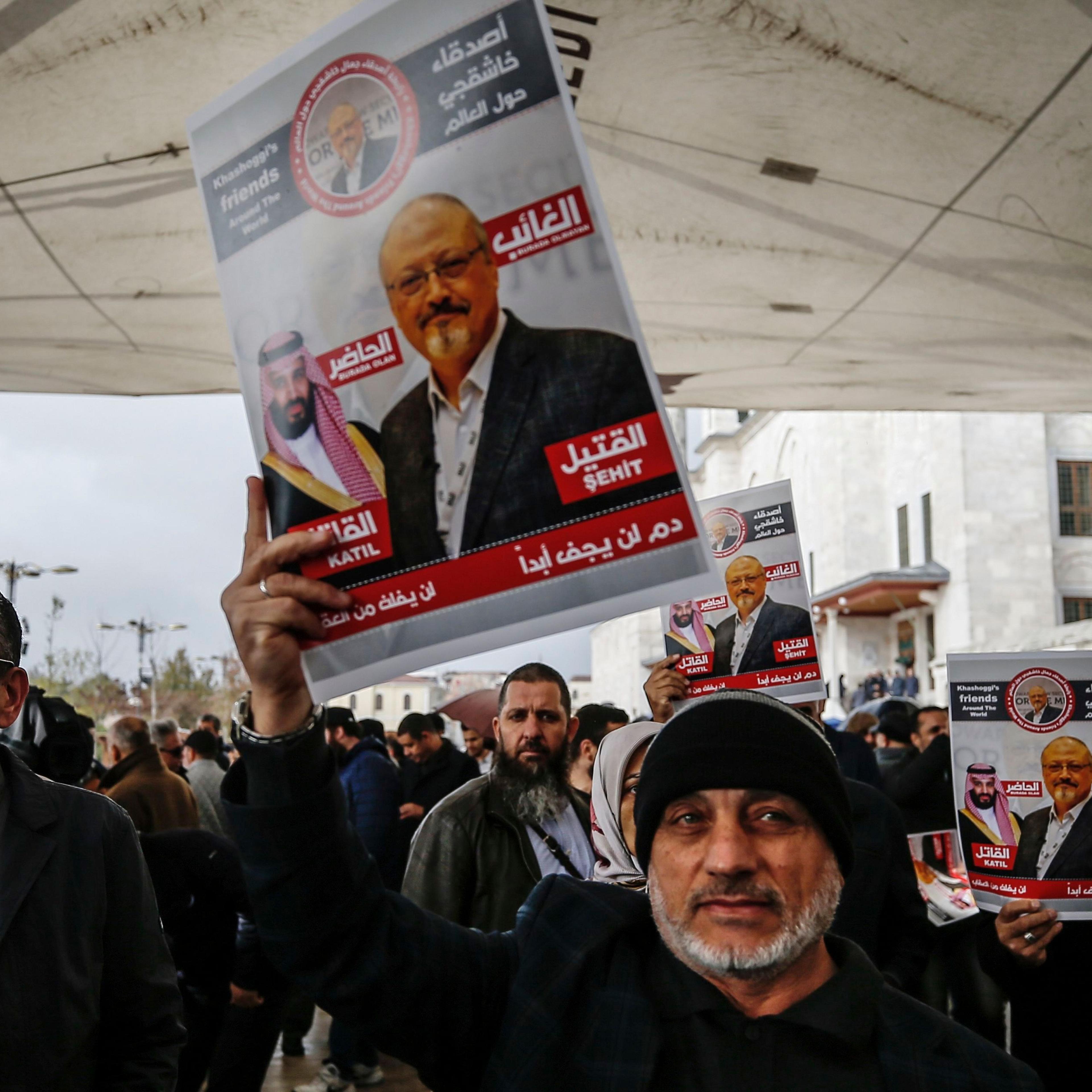 The members of Arab-Turkish Media Association and friends attend funeral prayers for Saudi writer Jamal Khashoggi