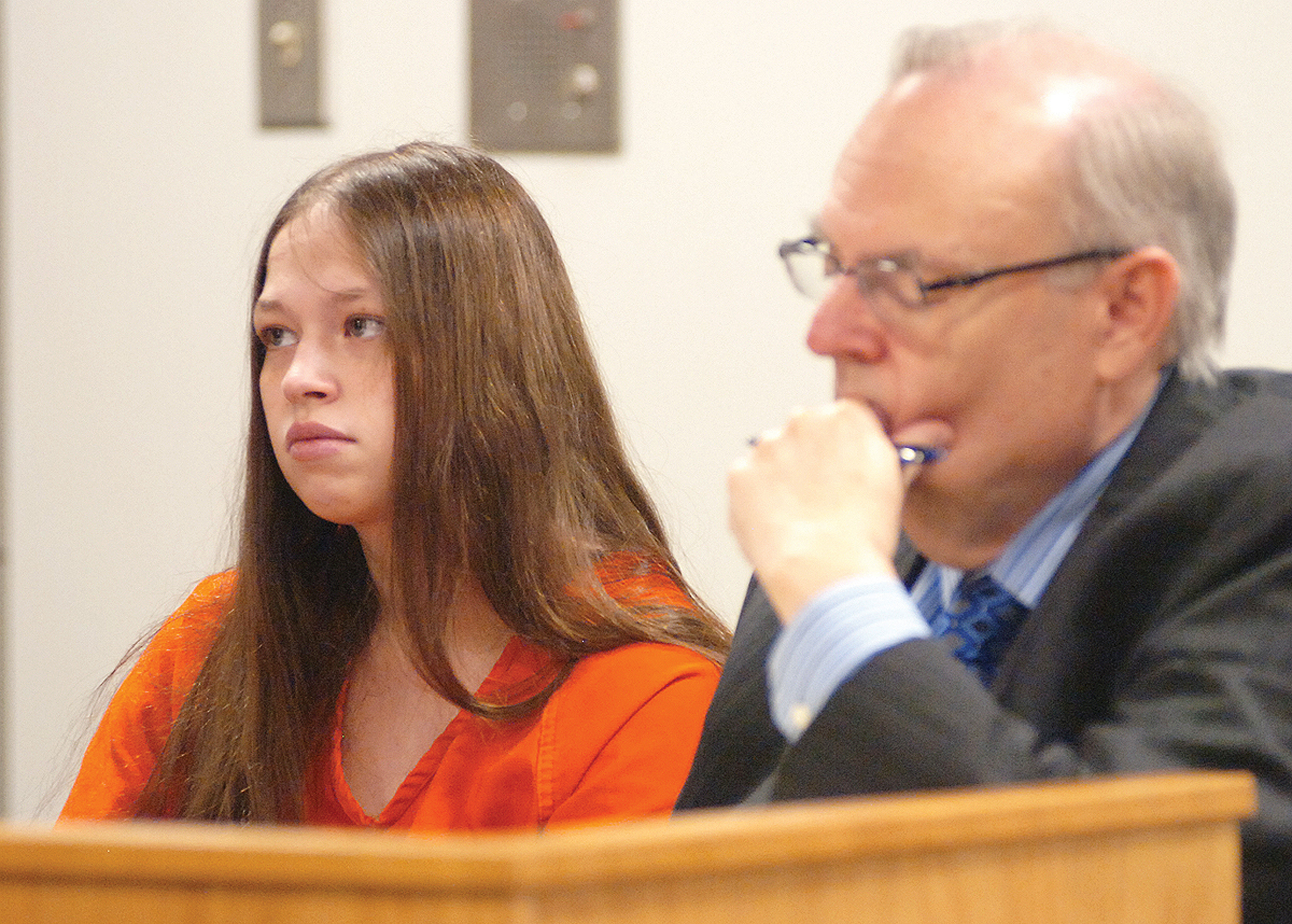Brittany Pilkington appears for arraignment on three capital murder charges with her attorney Marc S. Triplett in Logan County Common Pleas Court in Bellefontaine, Ohio, on Aug. 26, 2015. Pilkington is charged with suffocating her three sons over a 13-mo