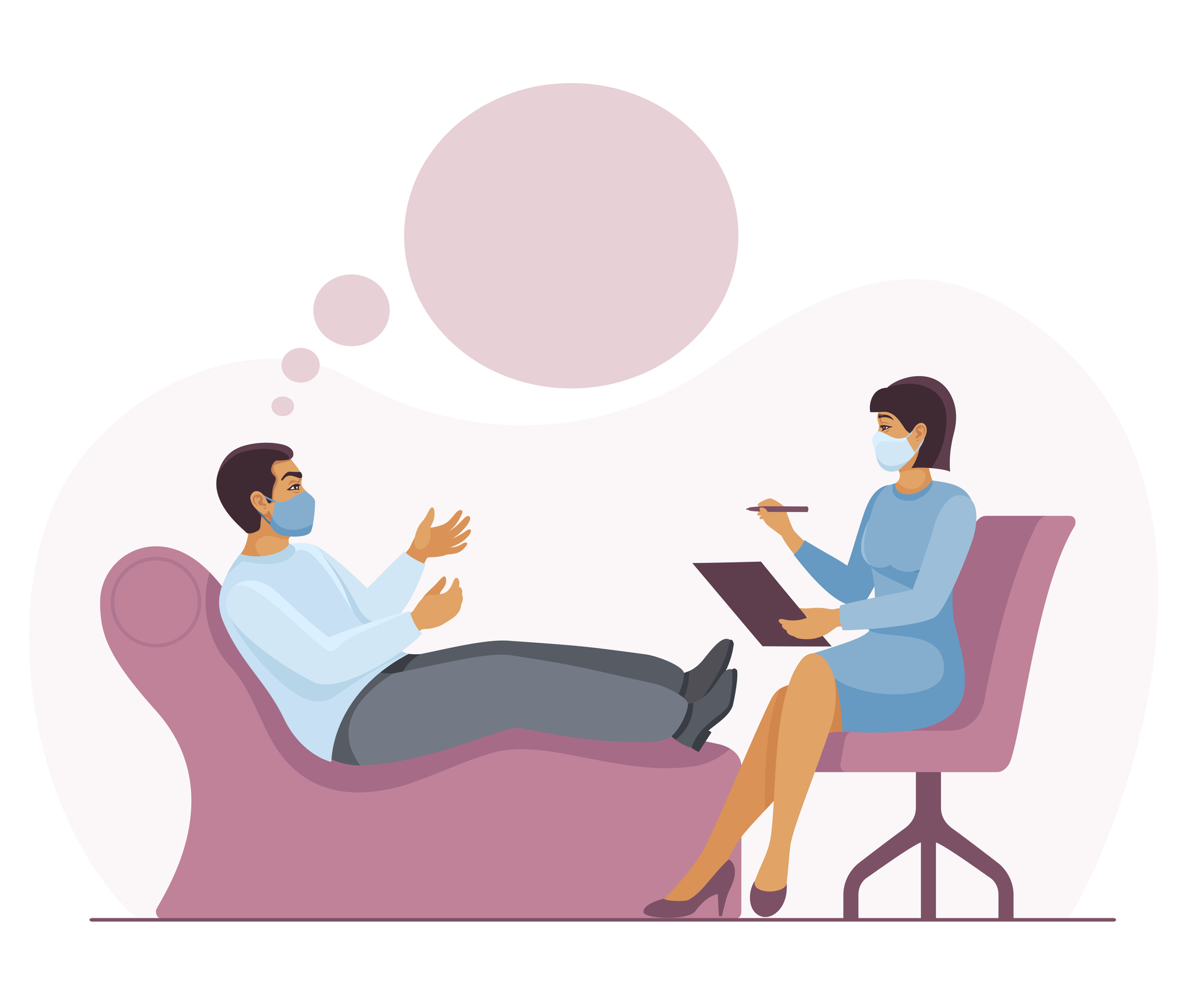 Female Psychiatrist Listening to her Male Patient's Conserns.