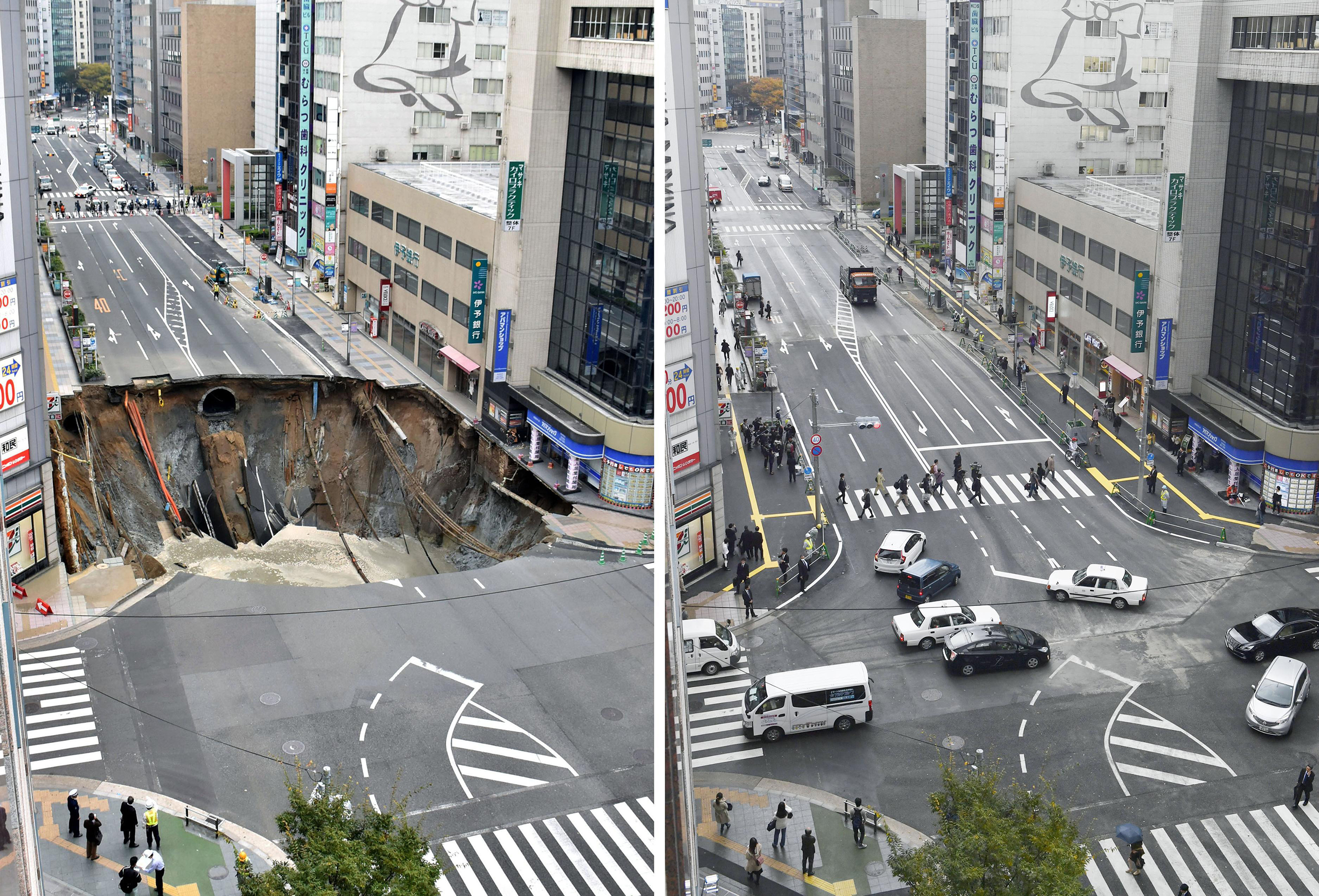 Japan Sinkhole: Street Collapse Is Already Repaired