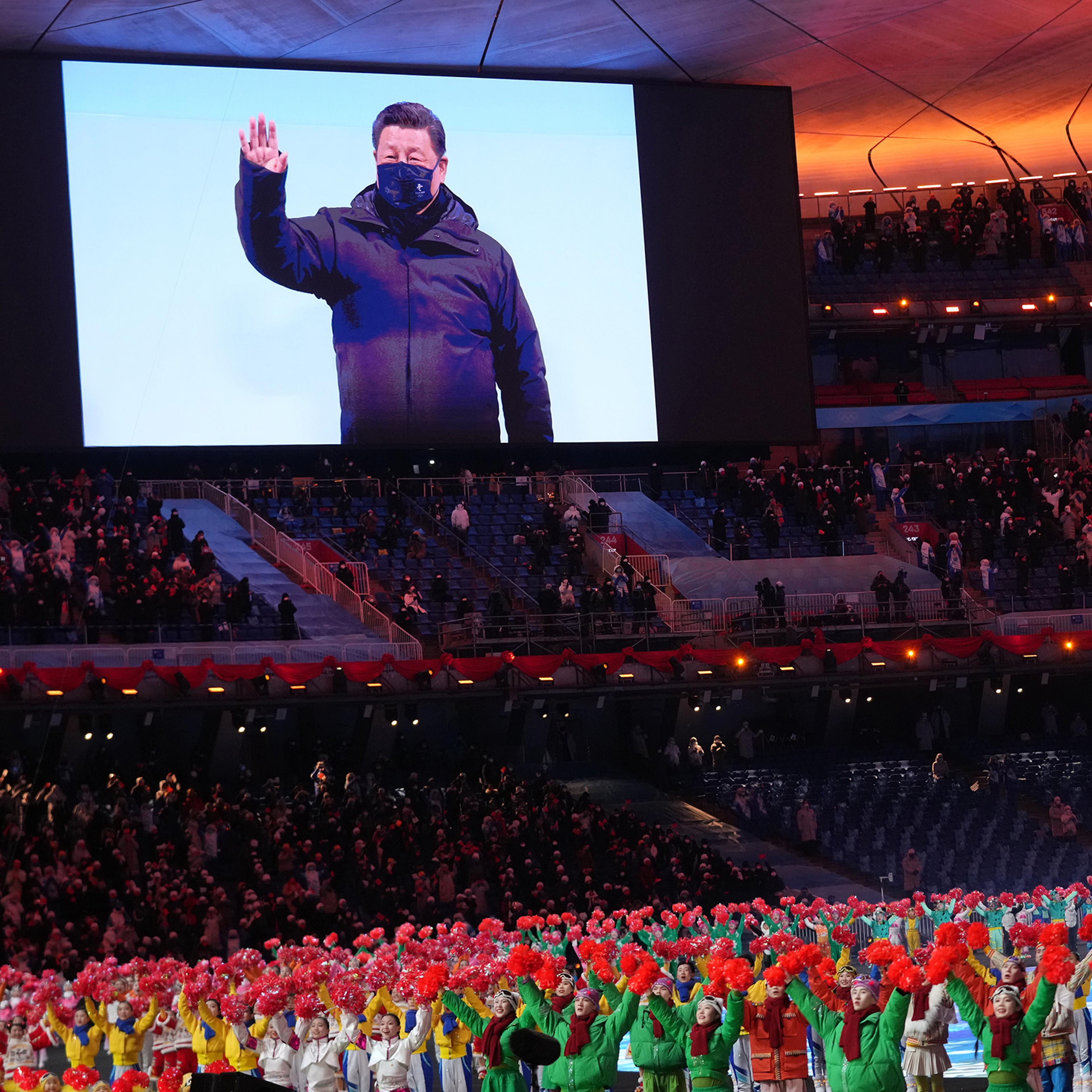 President Xi Jinping of China appears on a screen during the opening ceremony of the 2022 Beijing Olympics on Feb. 4