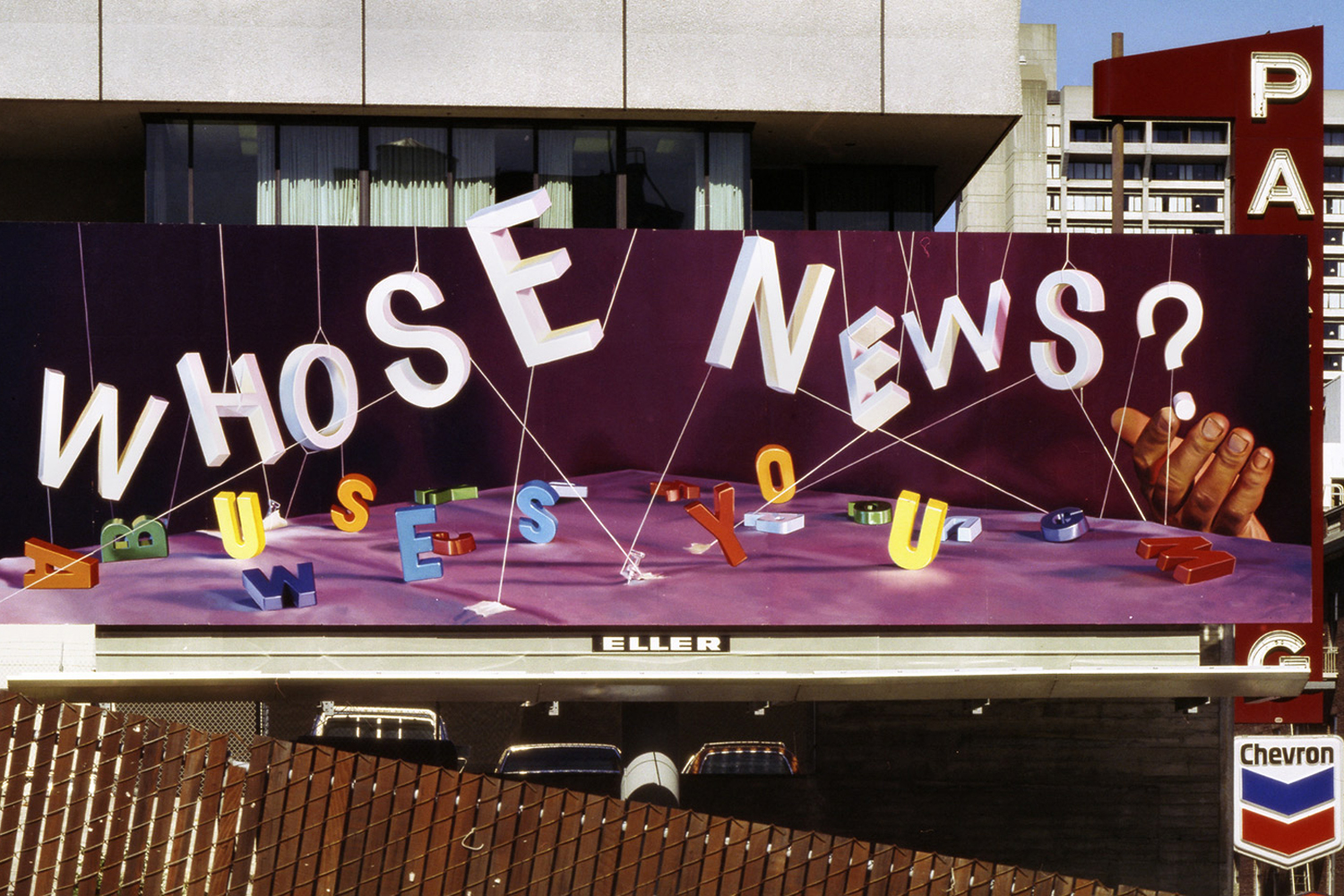 <i>Whose News</i>, Billboard, Oil Painting Produced by Eller Outdoor Advertising, 14’ x 48’, San Francisco, California, 1980