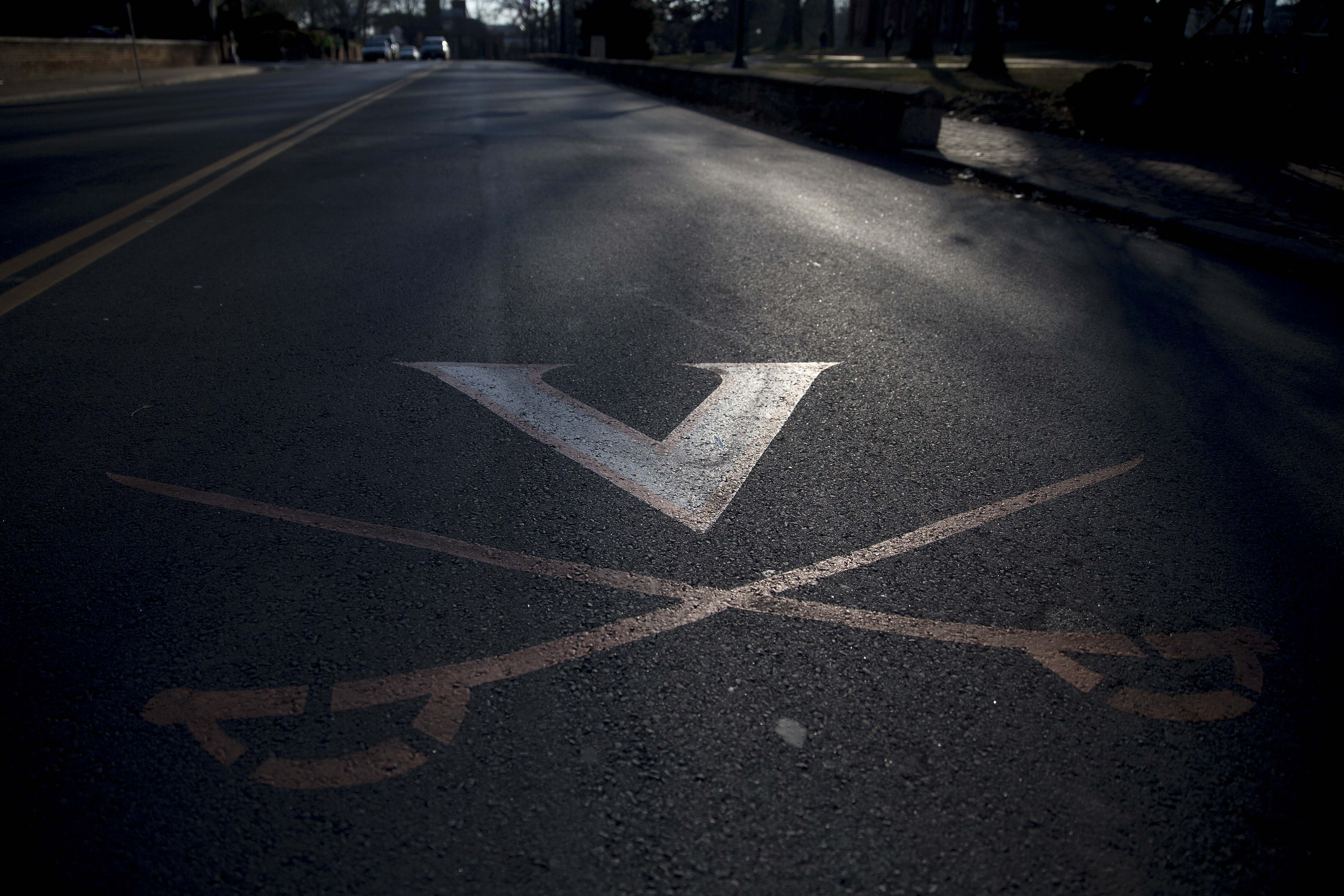 The University of Virginia (UVA) logo on University Avenue next to the UVA campus in Charlottesville, Va., on Jan. 17, 2015.