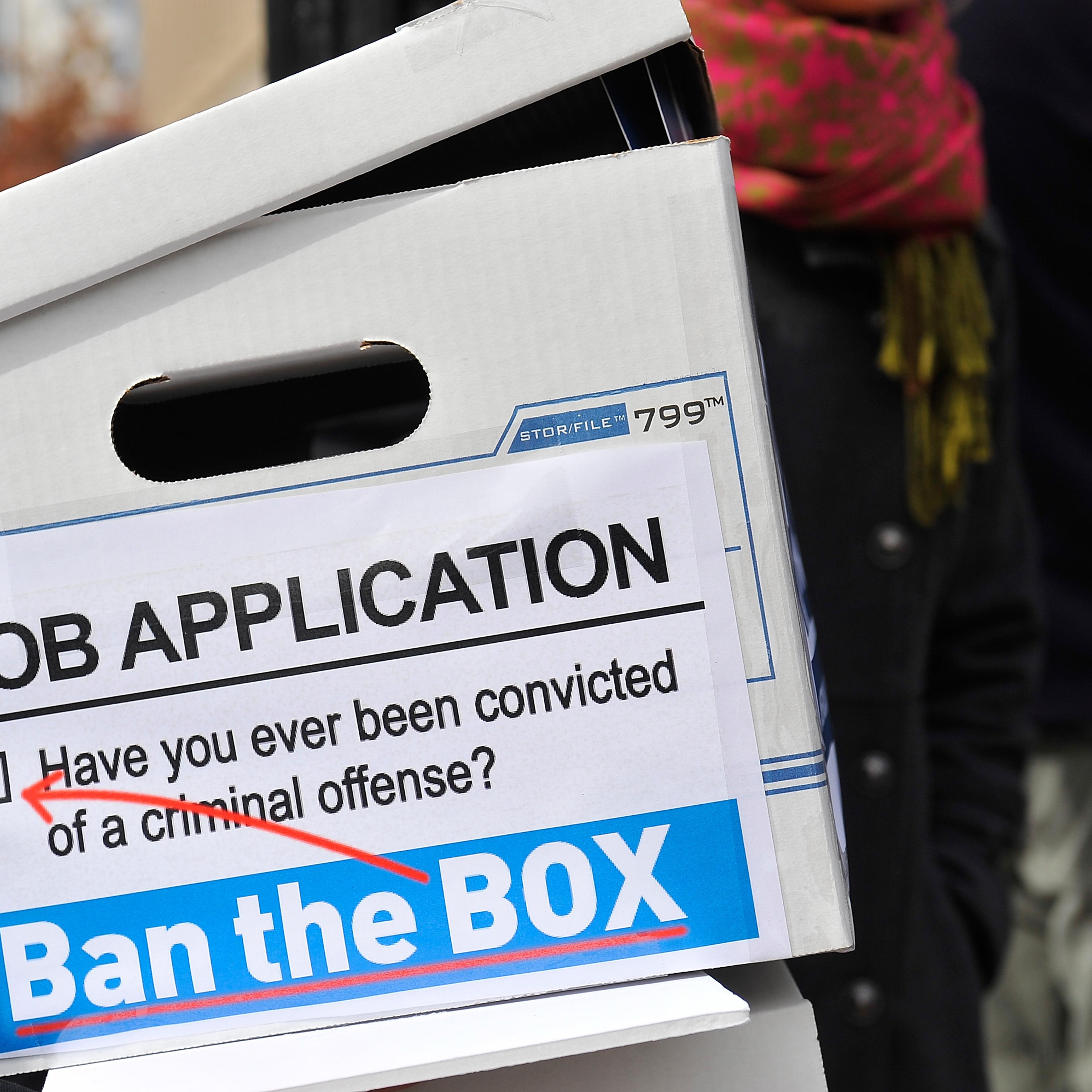 Outreach materials at a press conference for the Ban The Box Petition Delivery to The White House in Washington, D.C., on Oct. 26, 2015.