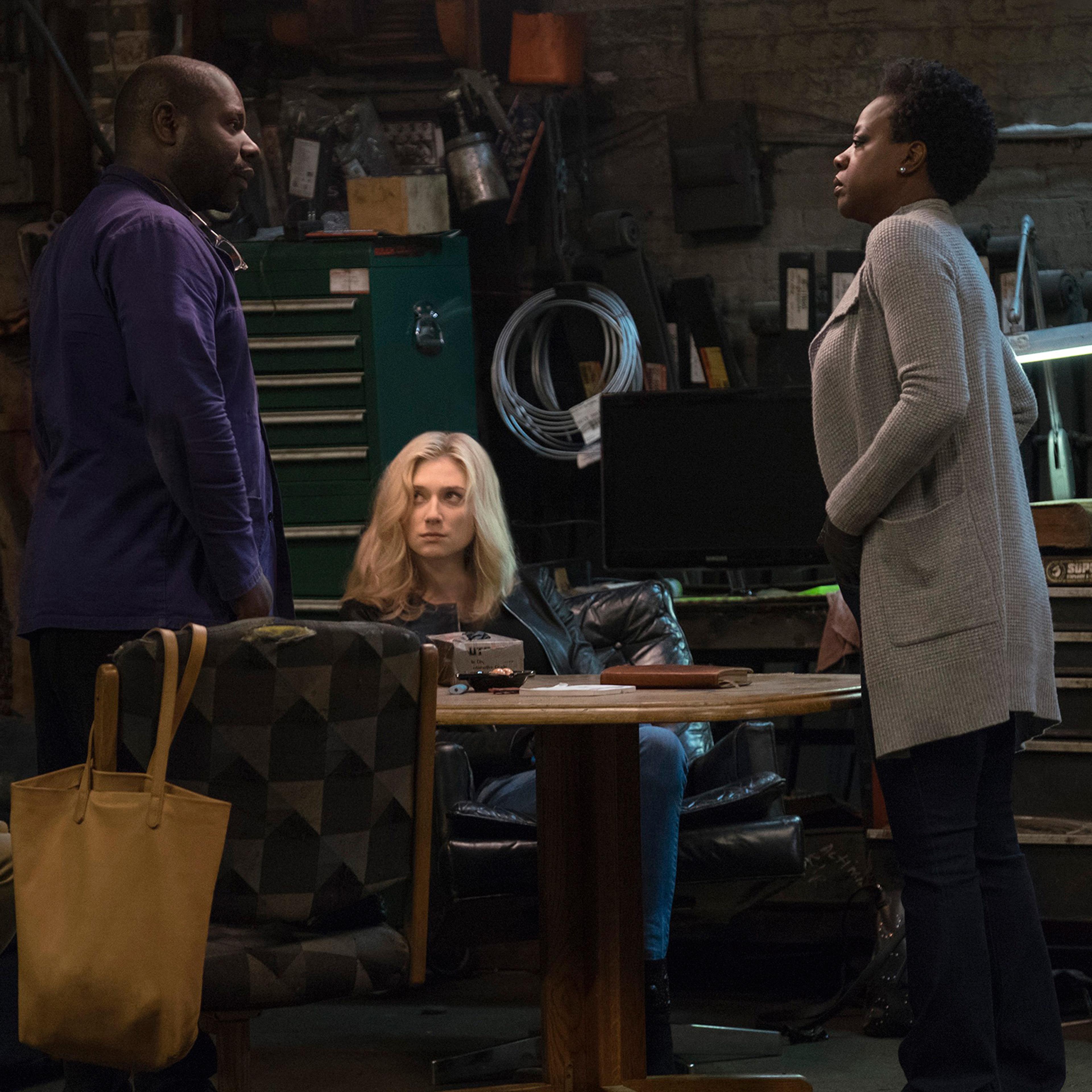 From left: Rodriguez takes direction from McQueen, with Debicki and Davis