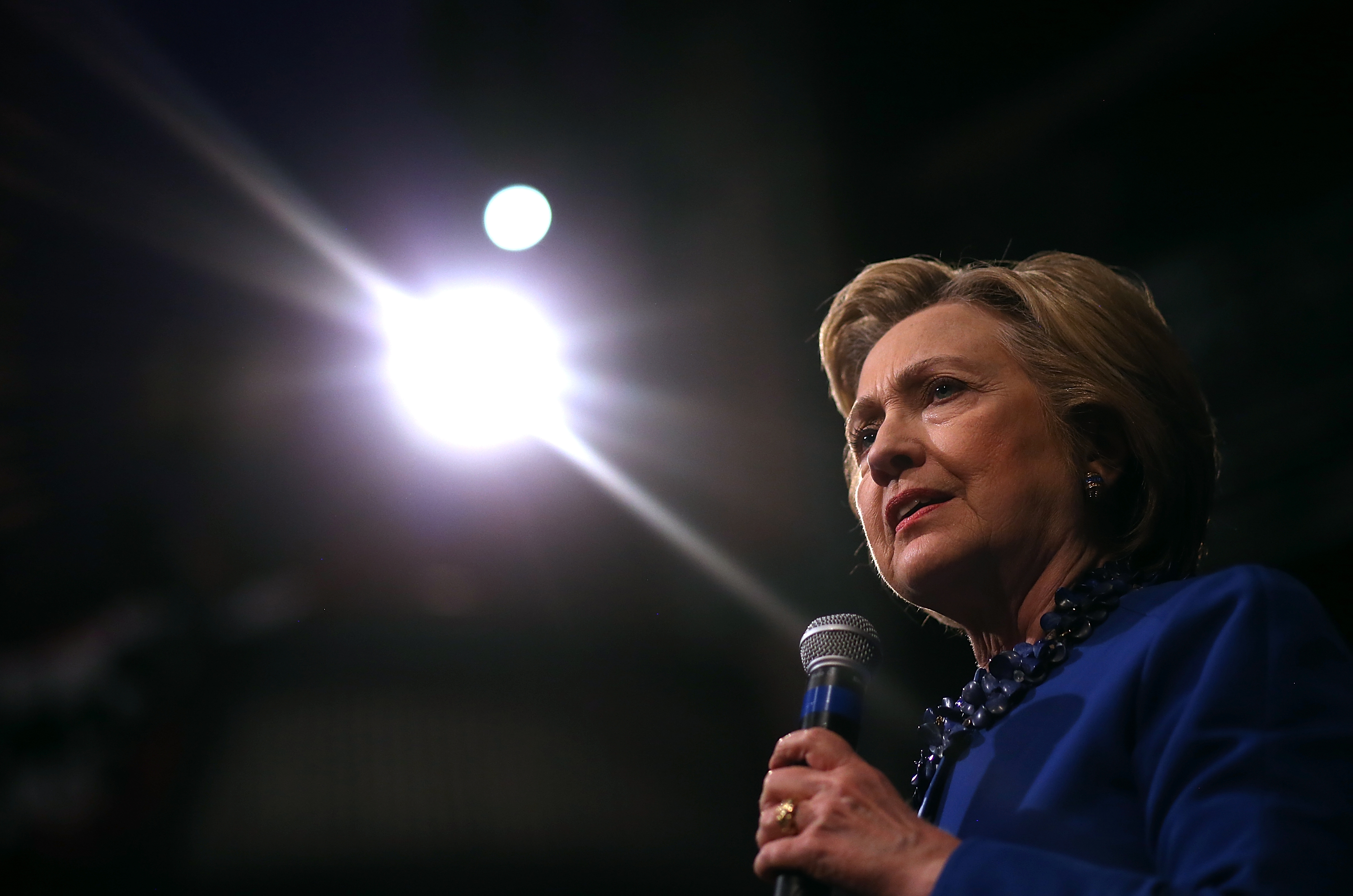 Democratic presidential candidate former Secretary of State Hillary Clinton speaks during a Get Out the Vote rally at World Cafe Live at the Queen in Wilmington, Del., on April 25, 2016.