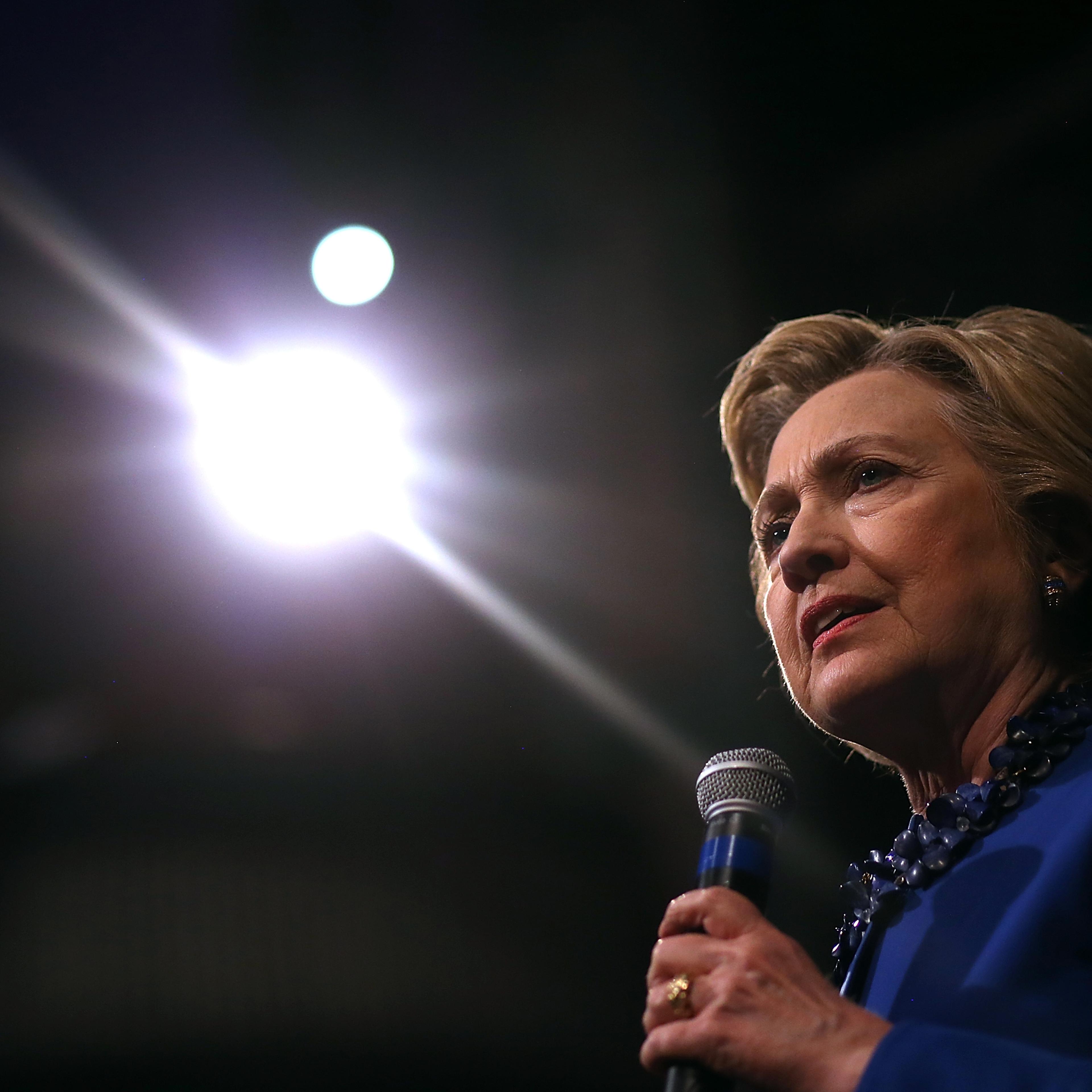 Democratic presidential candidate former Secretary of State Hillary Clinton speaks during a Get Out the Vote rally at World Cafe Live at the Queen in Wilmington, Del., on April 25, 2016.
