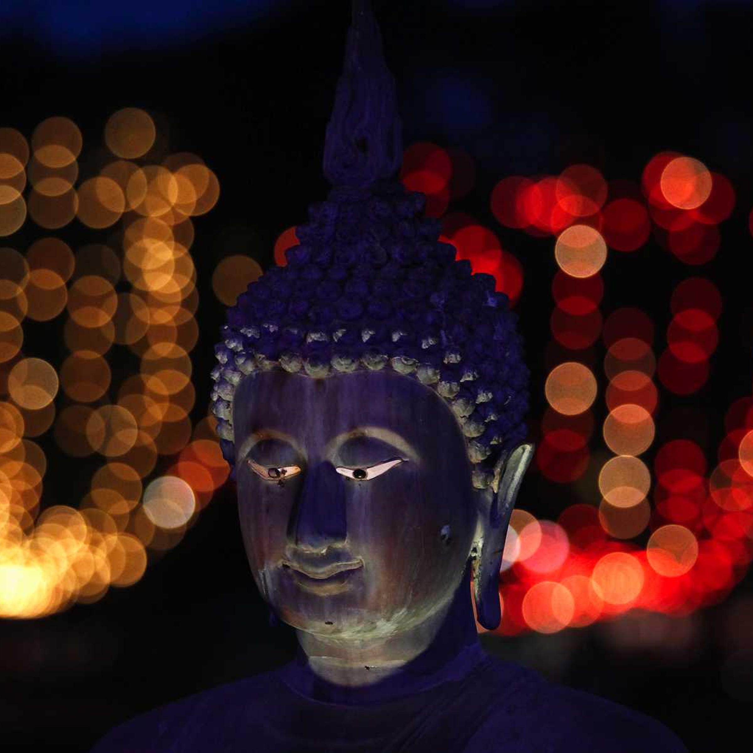 A Buddha statue at Gangaramaya Temple in Colombo, Sri Lanka, on May 26, 2013