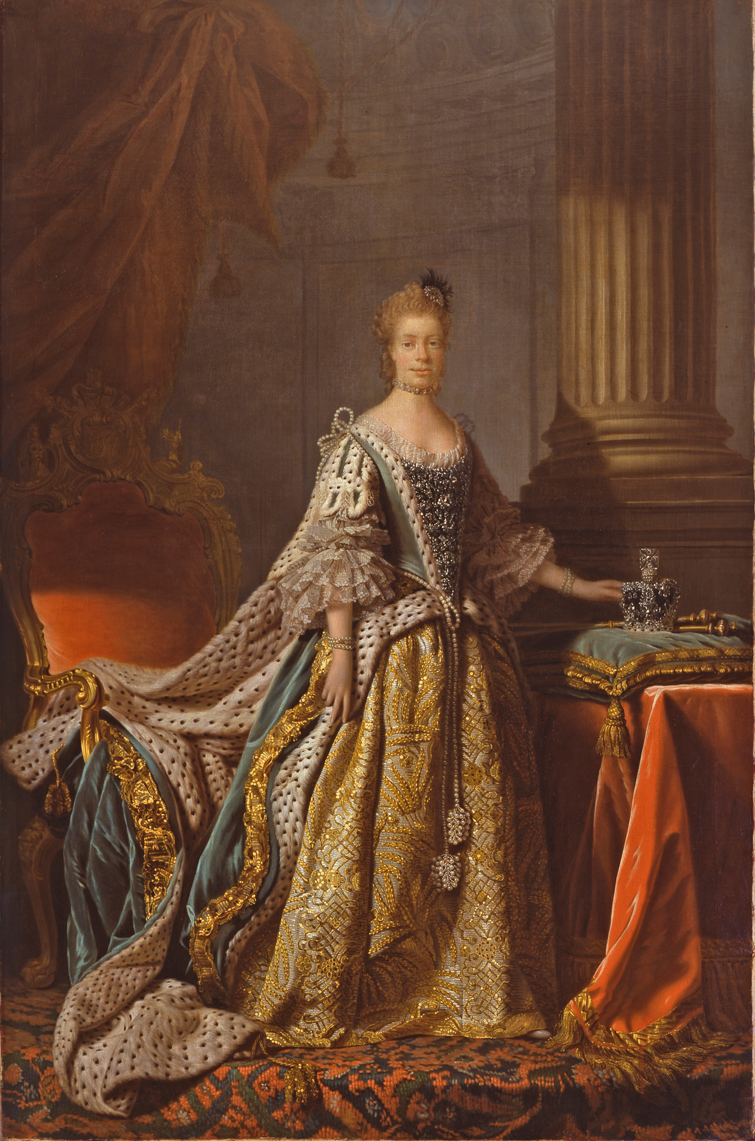Queen Charlotte, painted by British artist Allan Ramsay, probably between 1762 and 1766.