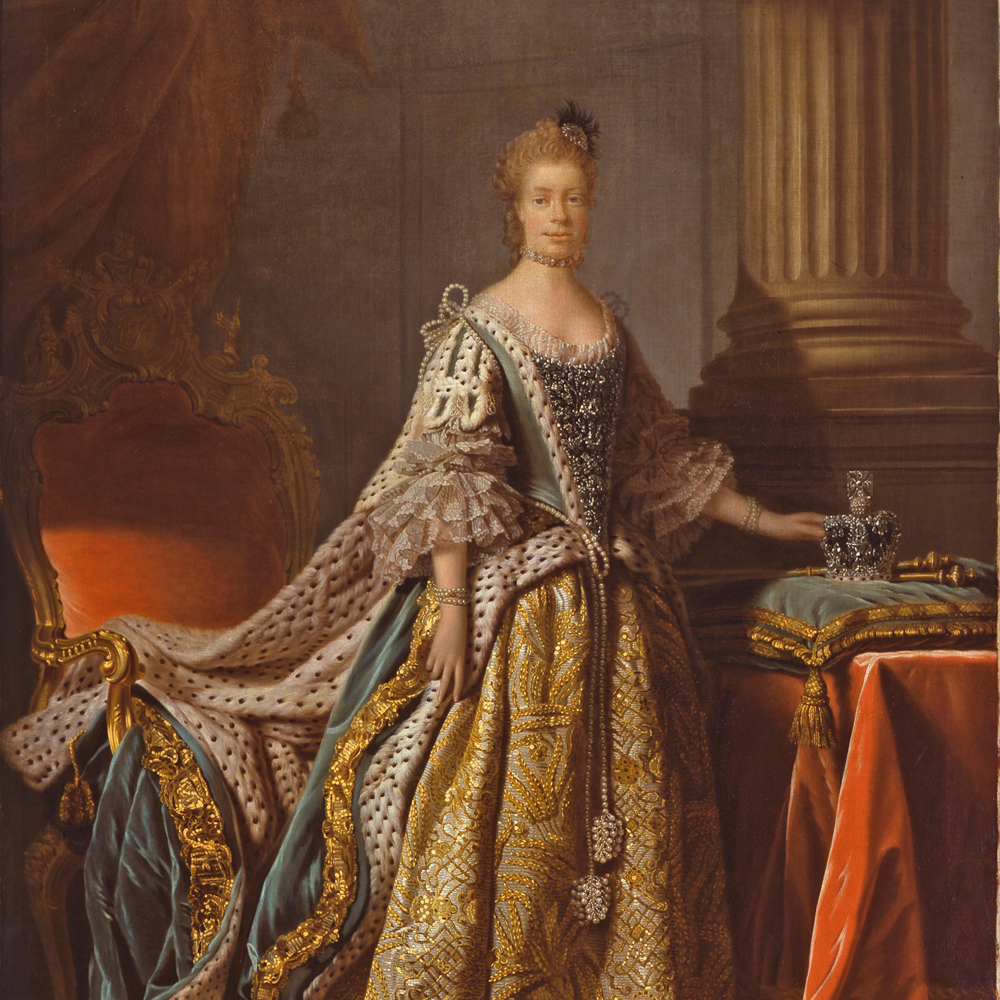 Queen Charlotte, painted by British artist Allan Ramsay, probably between 1762 and 1766.