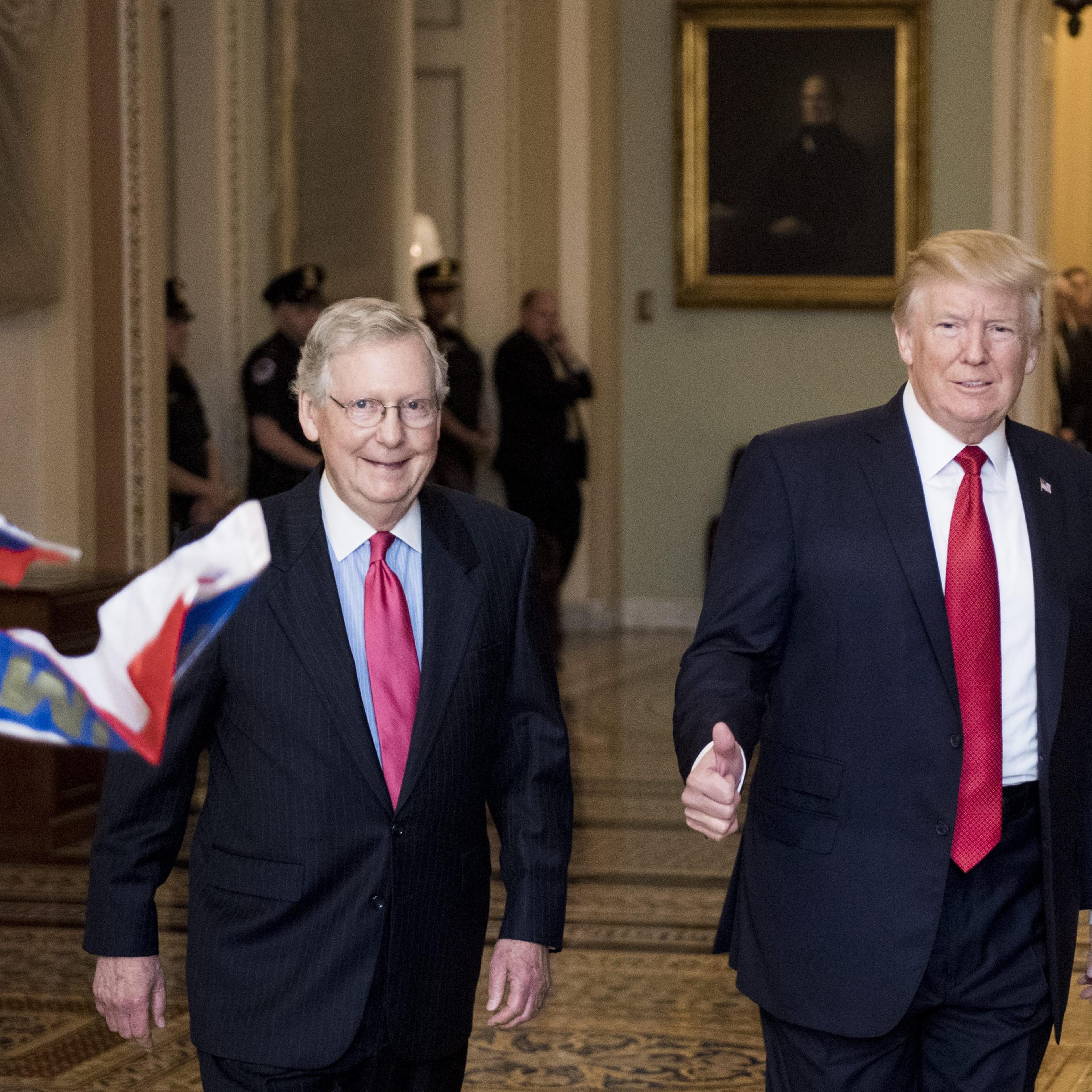 Russian Flags Thrown at President Trump