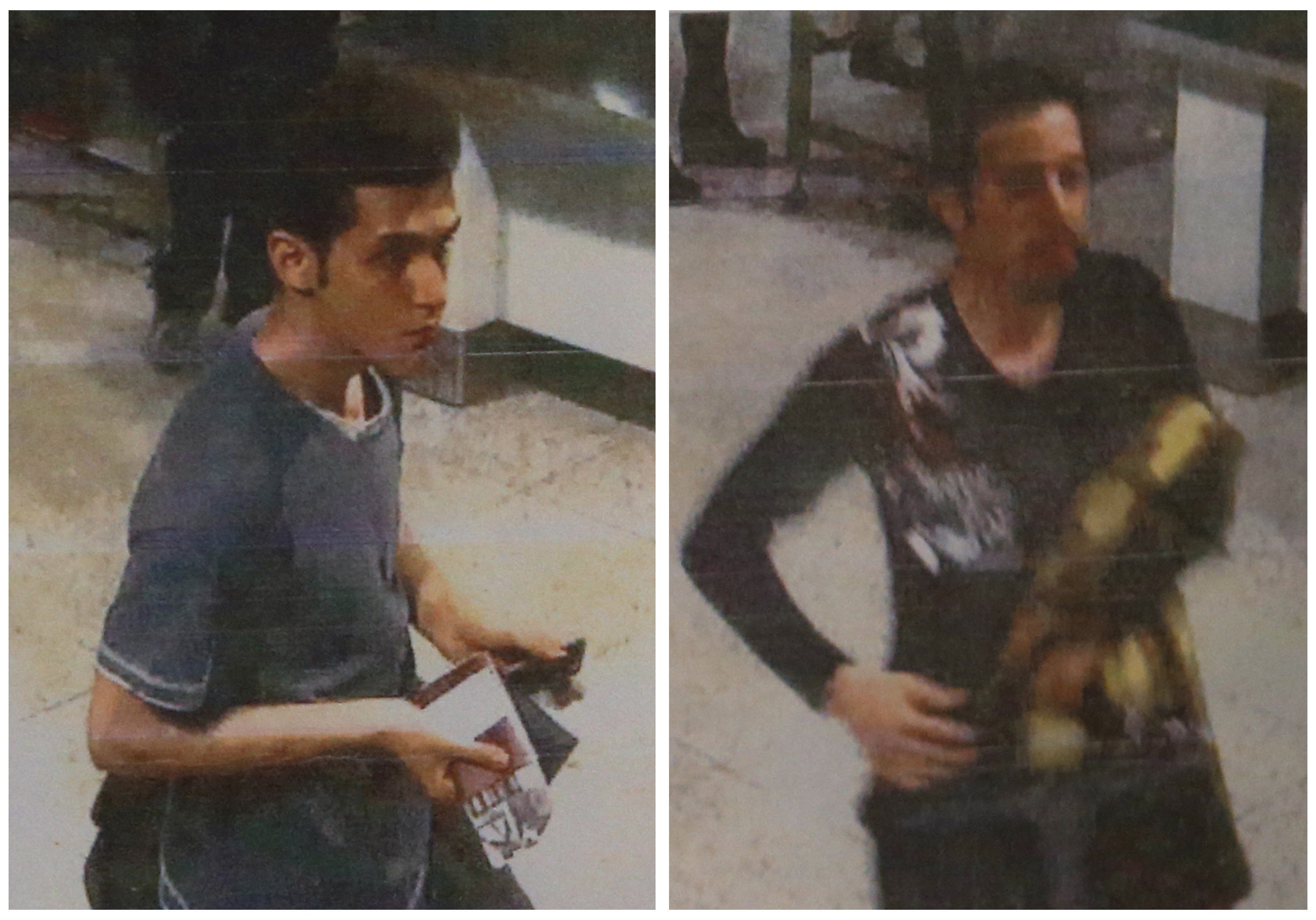 From left: 19-year-old Iranian Pouria Nour Mohammad Mehrdad and a man of unknown identity, two men whom police said were travelling on stolen passports onboard the missing Malaysia Airlines MH370 plane, taken before their departure at Kuala Lumpur Intern