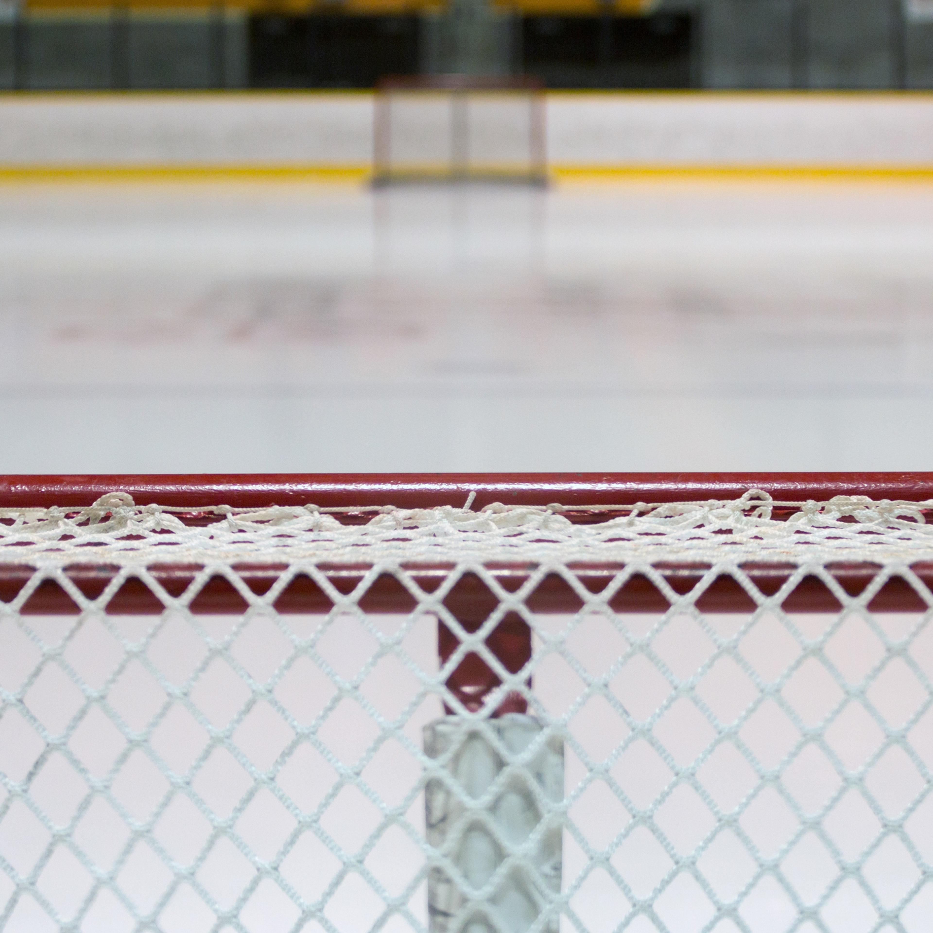 Close-Up Of Goal Post At Ice Hockey Rink