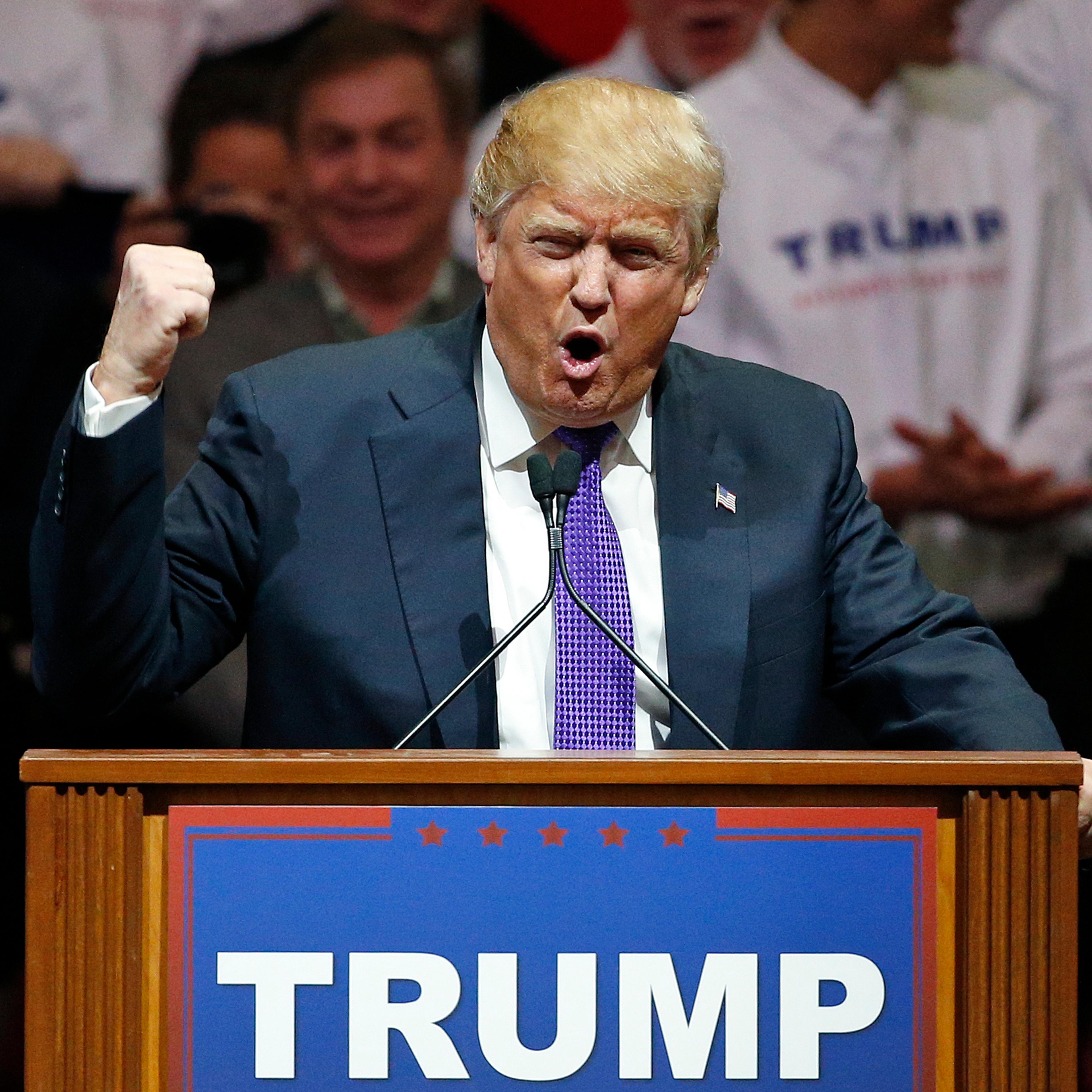 Donald Trump speaks at a campaign rally on Feb. 22, 2016 in Las Vegas.