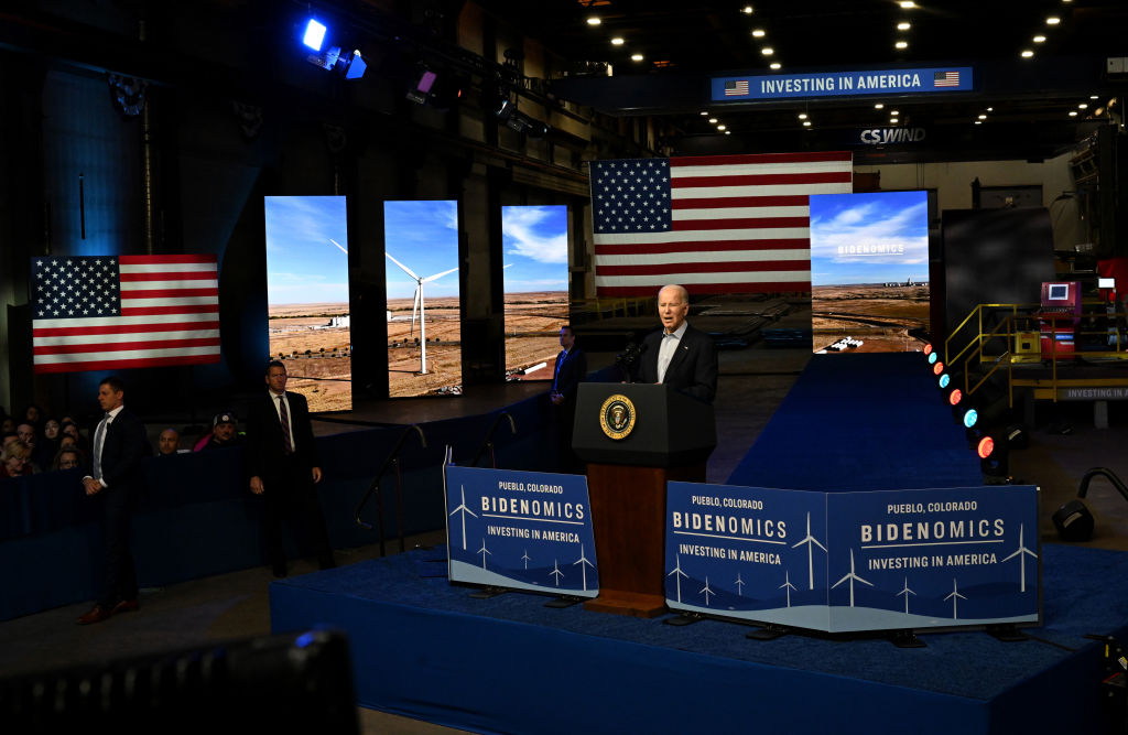 President Joe Biden visits CS Wind, Colorados largest wind tower manufacturing plant.
